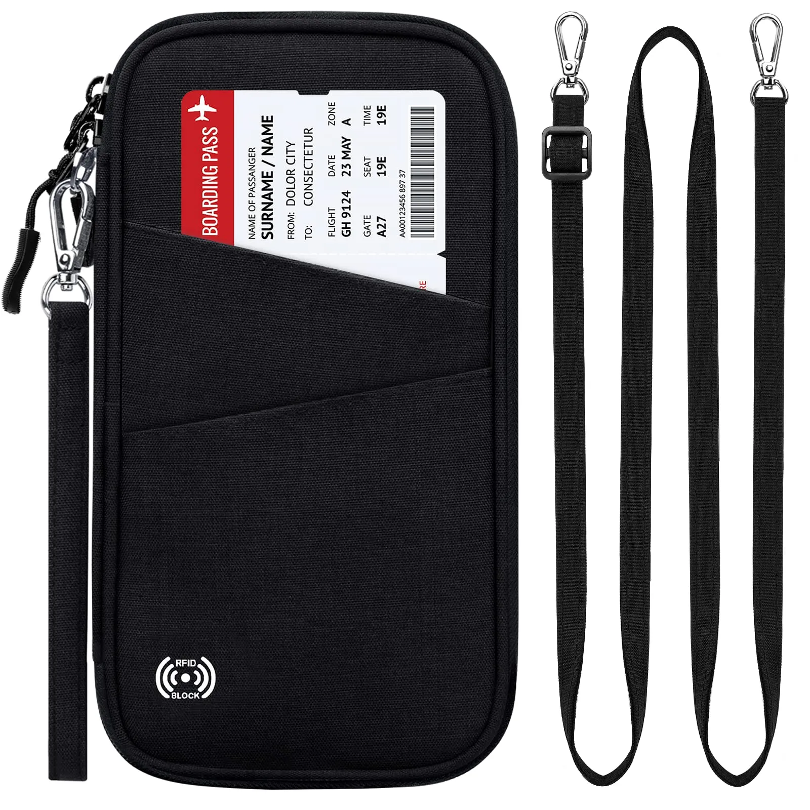 LUROON Custodia Porta Passaporti Famiglia con Protezione RFID Porta documenti da Viaggio Portafoglio Documenti & Organizer per Passaporti, Carte di credito, Carte D'Imbarco, Contanti, Monete - immagine 1