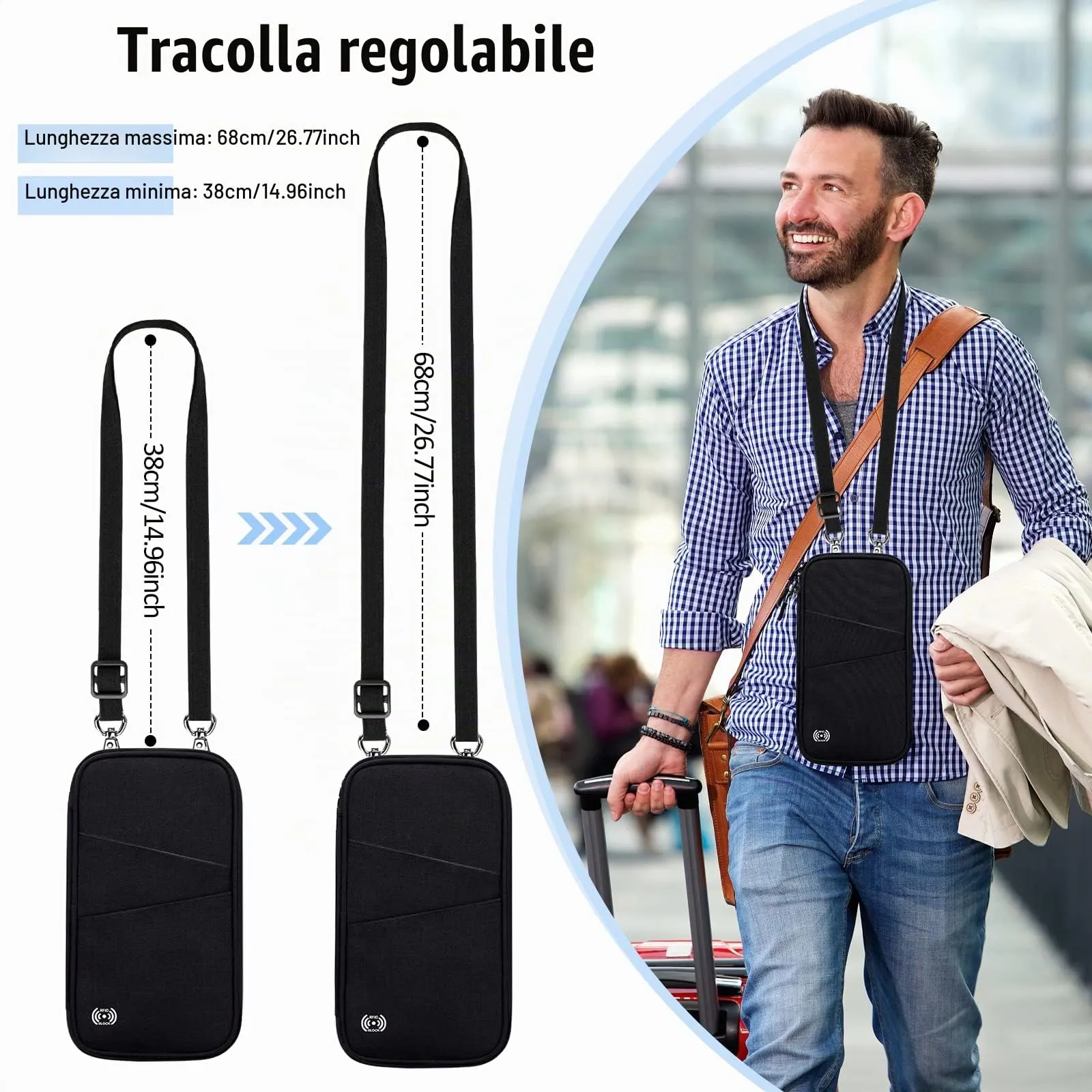 LUROON Custodia Porta Passaporti Famiglia con Protezione RFID Porta documenti da Viaggio Portafoglio Documenti & Organizer per Passaporti, Carte di credito, Carte D'Imbarco, Contanti, Monete - immagine 5