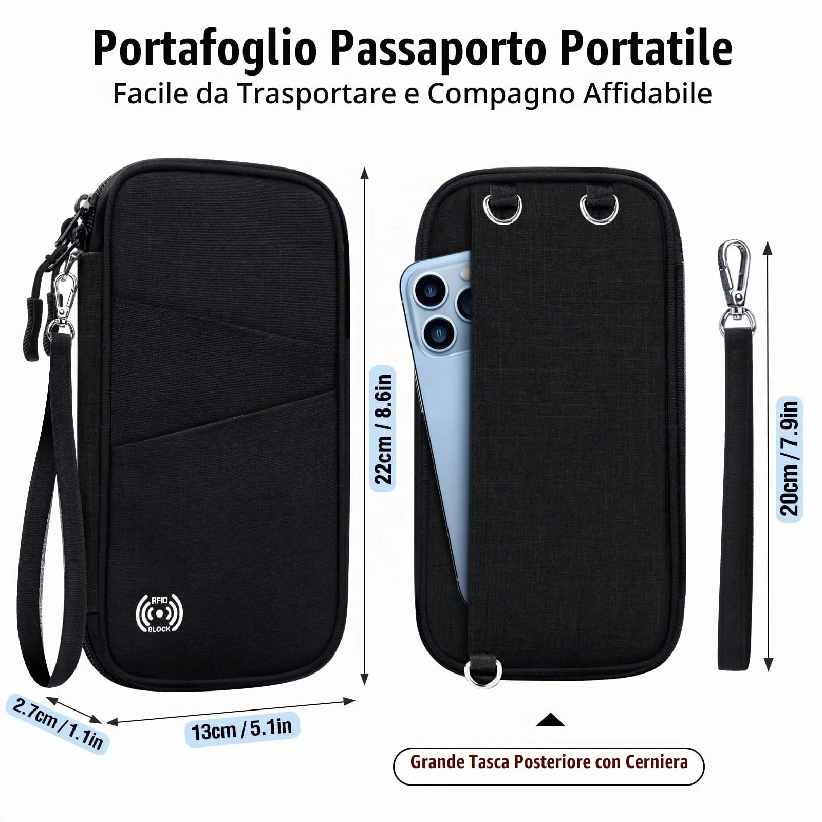 LUROON Custodia Porta Passaporti Famiglia con Protezione RFID Porta documenti da Viaggio Portafoglio Documenti & Organizer per Passaporti, Carte di credito, Carte D'Imbarco, Contanti, Monete - immagine 7