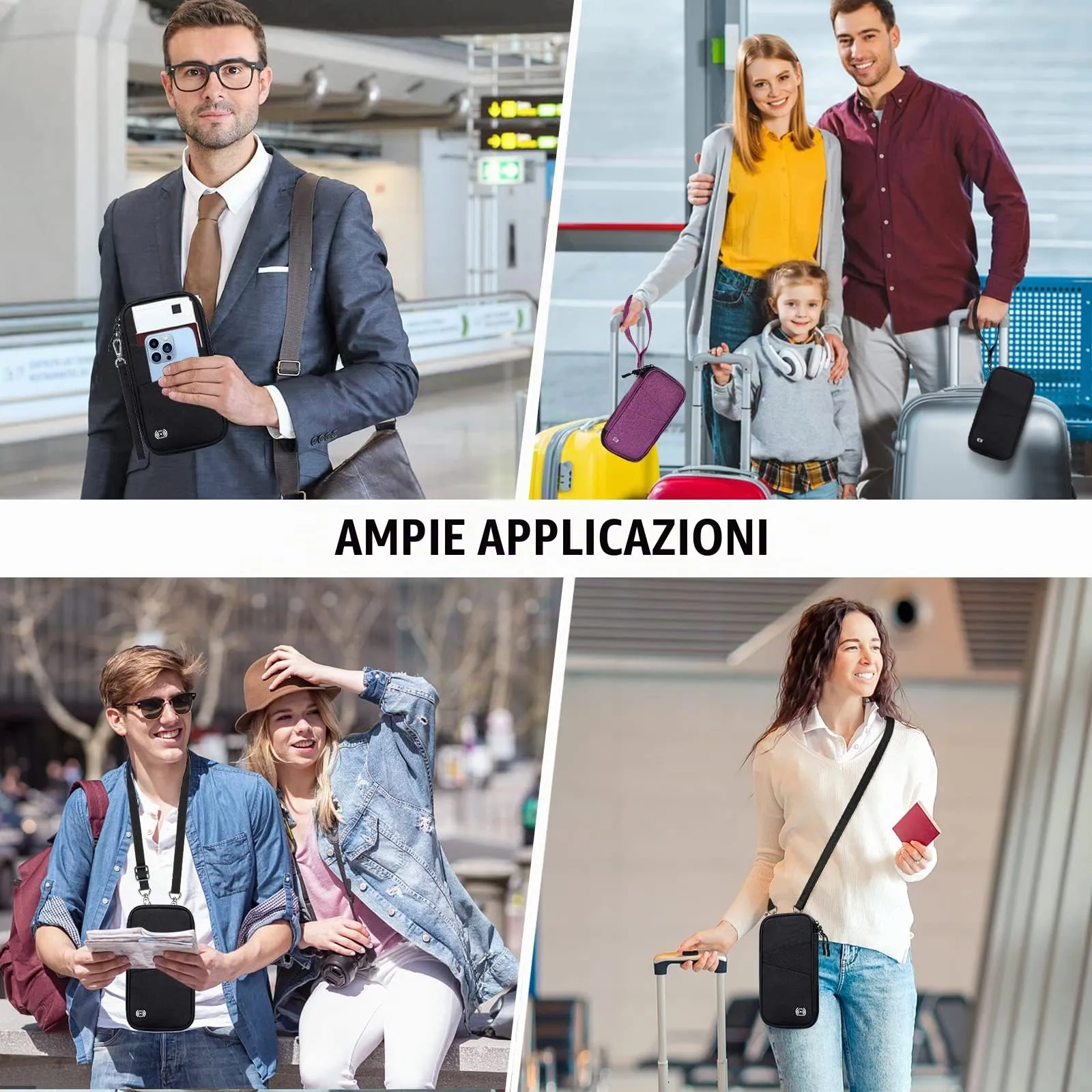 LUROON Custodia Porta Passaporti Famiglia con Protezione RFID Porta documenti da Viaggio Portafoglio Documenti & Organizer per Passaporti, Carte di credito, Carte D'Imbarco, Contanti, Monete - immagine 8