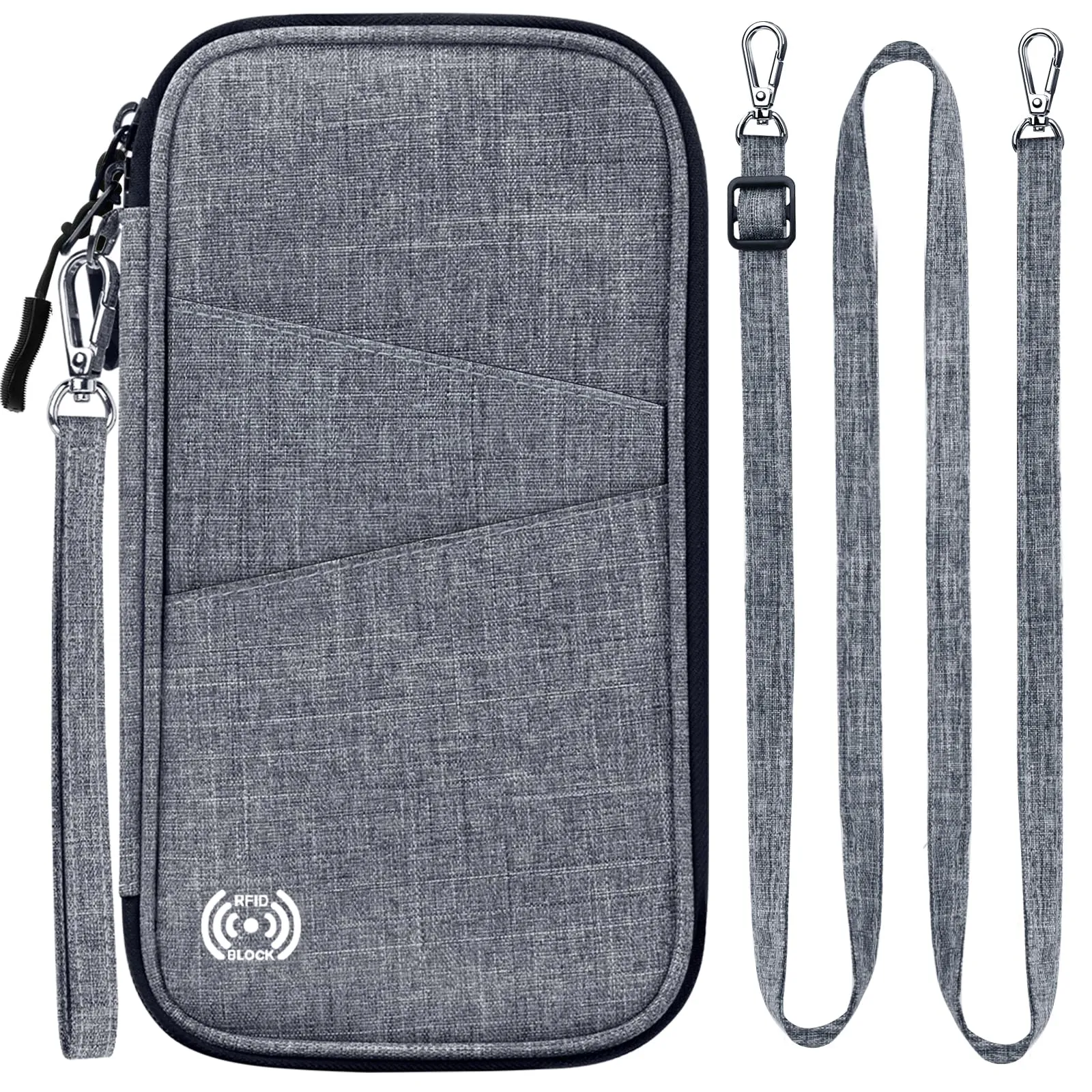 LUROON Custodia Porta Passaporti Famiglia con Protezione RFID Porta documenti da Viaggio Portafoglio Documenti & Organizer per Passaporti, Carte di credito, Carte D'Imbarco, Contanti, Monete - immagine 1