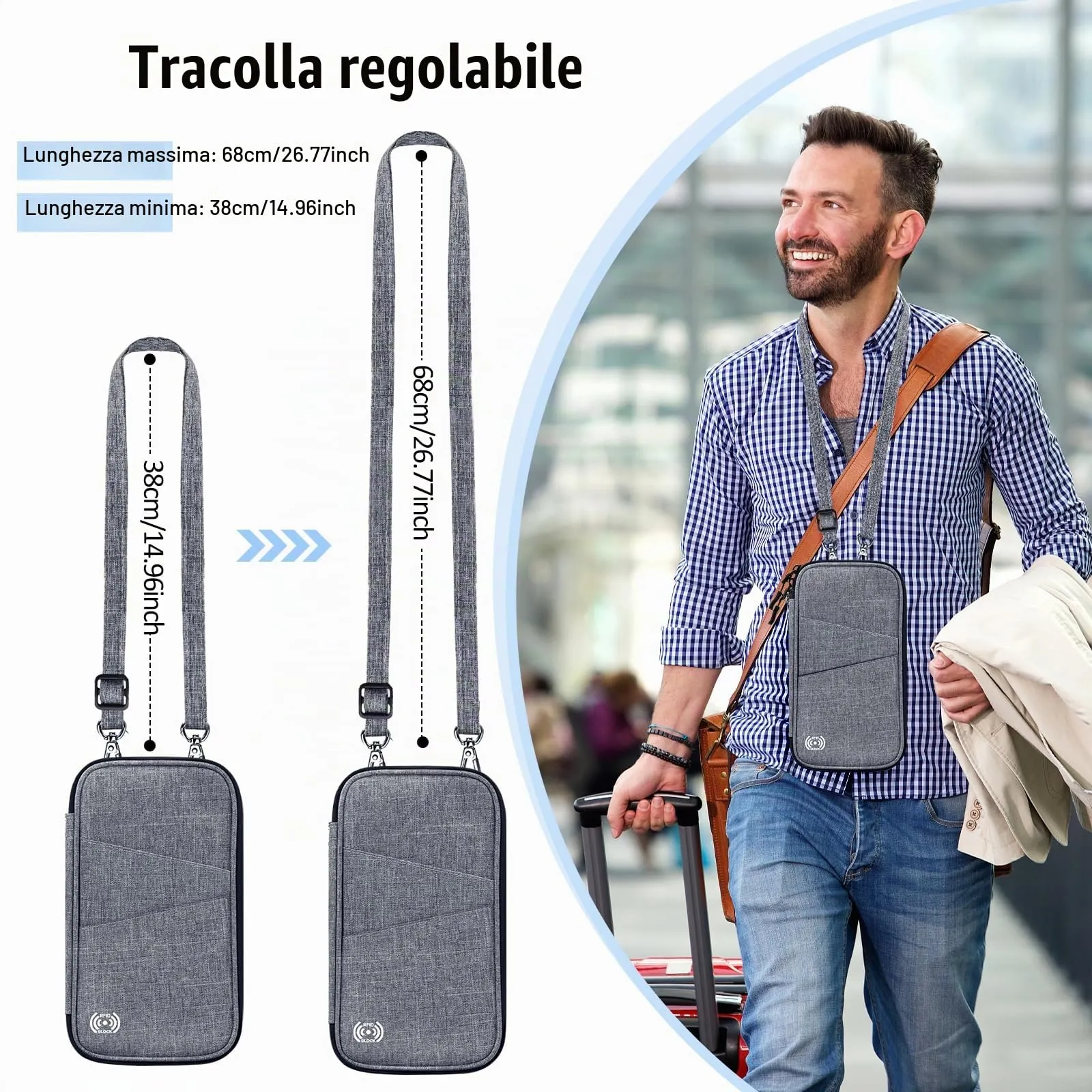 LUROON Custodia Porta Passaporti Famiglia con Protezione RFID Porta documenti da Viaggio Portafoglio Documenti & Organizer per Passaporti, Carte di credito, Carte D'Imbarco, Contanti, Monete - immagine 2