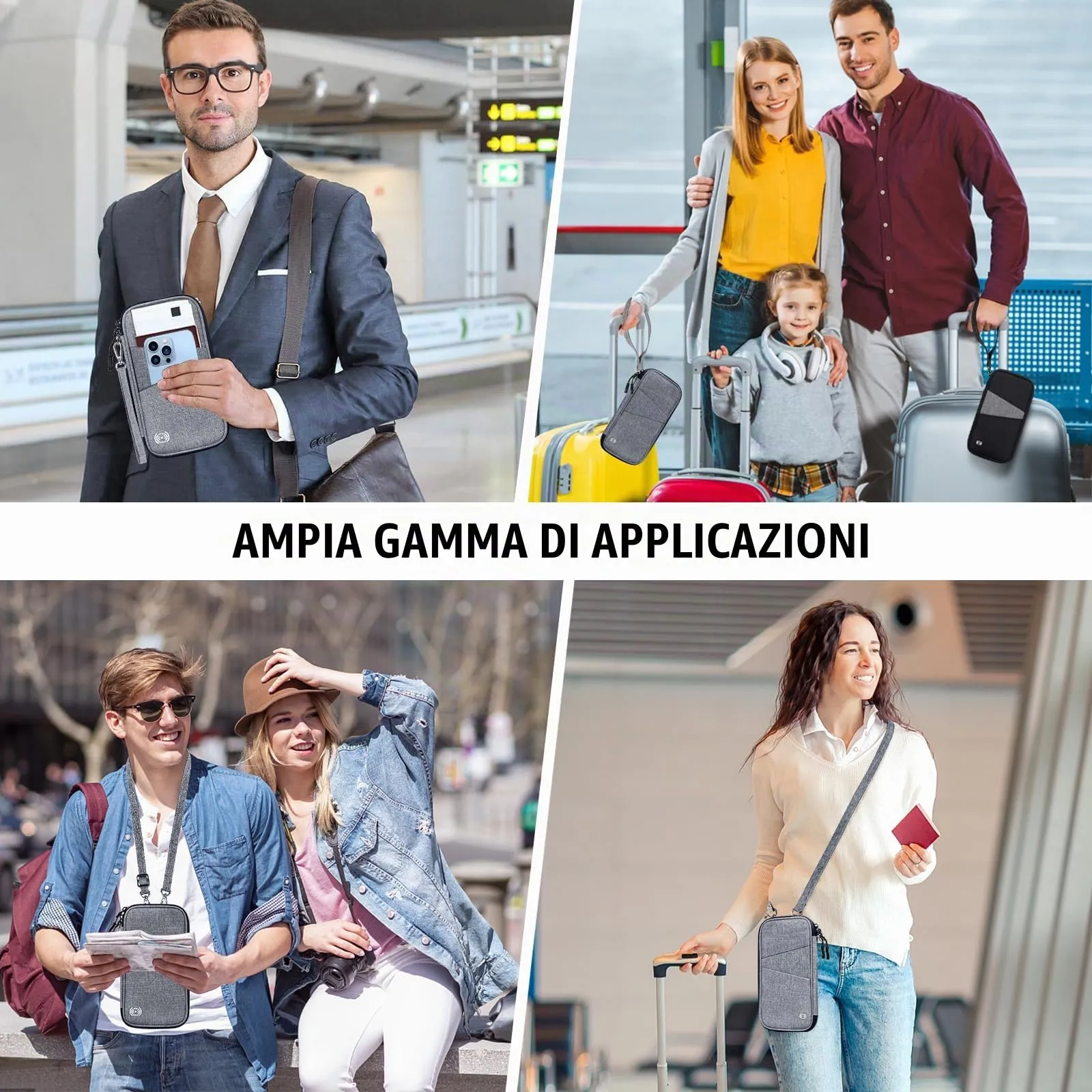 LUROON Custodia Porta Passaporti Famiglia con Protezione RFID Porta documenti da Viaggio Portafoglio Documenti & Organizer per Passaporti, Carte di credito, Carte D'Imbarco, Contanti, Monete - immagine 8