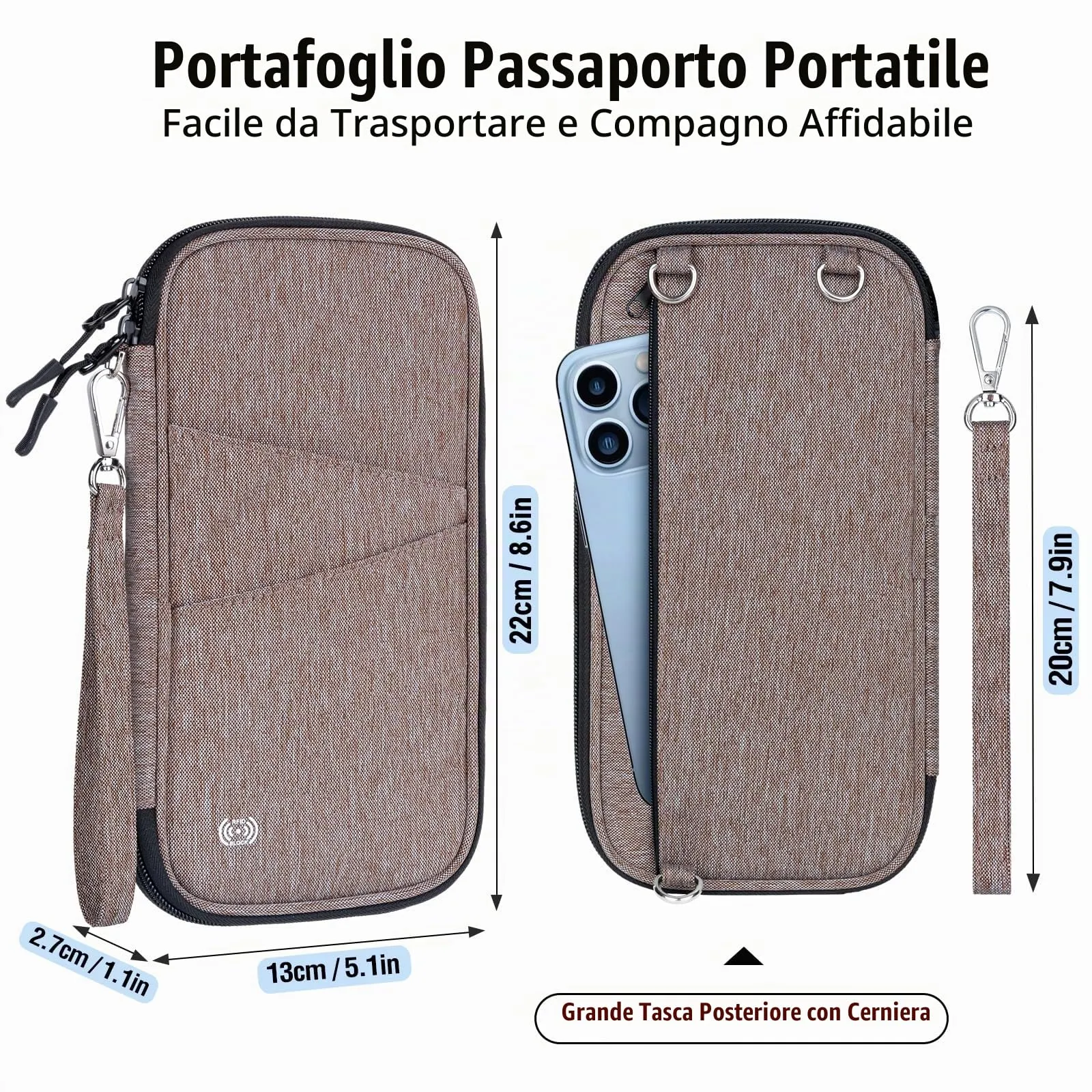 LUROON Custodia Porta Passaporti Famiglia con Protezione RFID Porta documenti da Viaggio Portafoglio Documenti & Organizer per Passaporti, Carte di credito, Carte D'Imbarco, Contanti, Monete - immagine 7