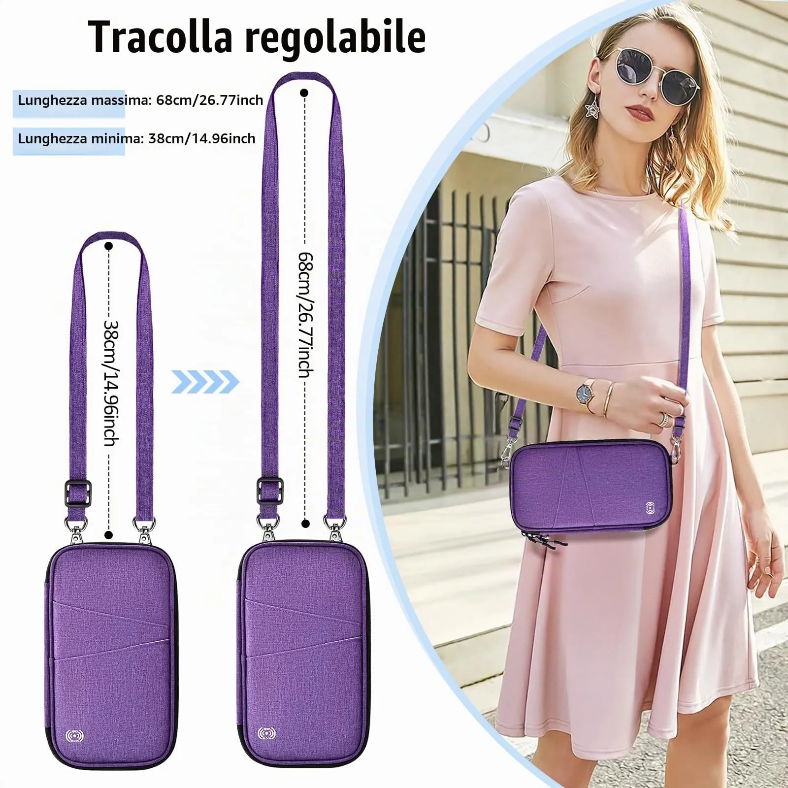 LUROON Custodia Porta Passaporti Famiglia con Protezione RFID Porta documenti da Viaggio Portafoglio Documenti & Organizer per Passaporti, Carte di credito, Carte D'Imbarco, Contanti, Monete - immagine 5