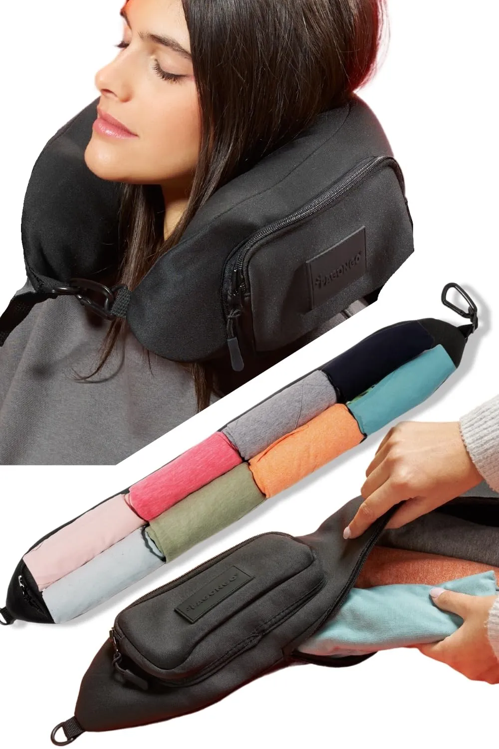 PAGONGO TRAVELLERO Cuscino da Viaggio Riempibile con Vestiti, Taglia Media | Cuscino Aereo, Borsa Cuscino, Viaggio Accessori Utili, Accessori Viaggio, Kit Viaggio (Nero, Media) - immagine 1