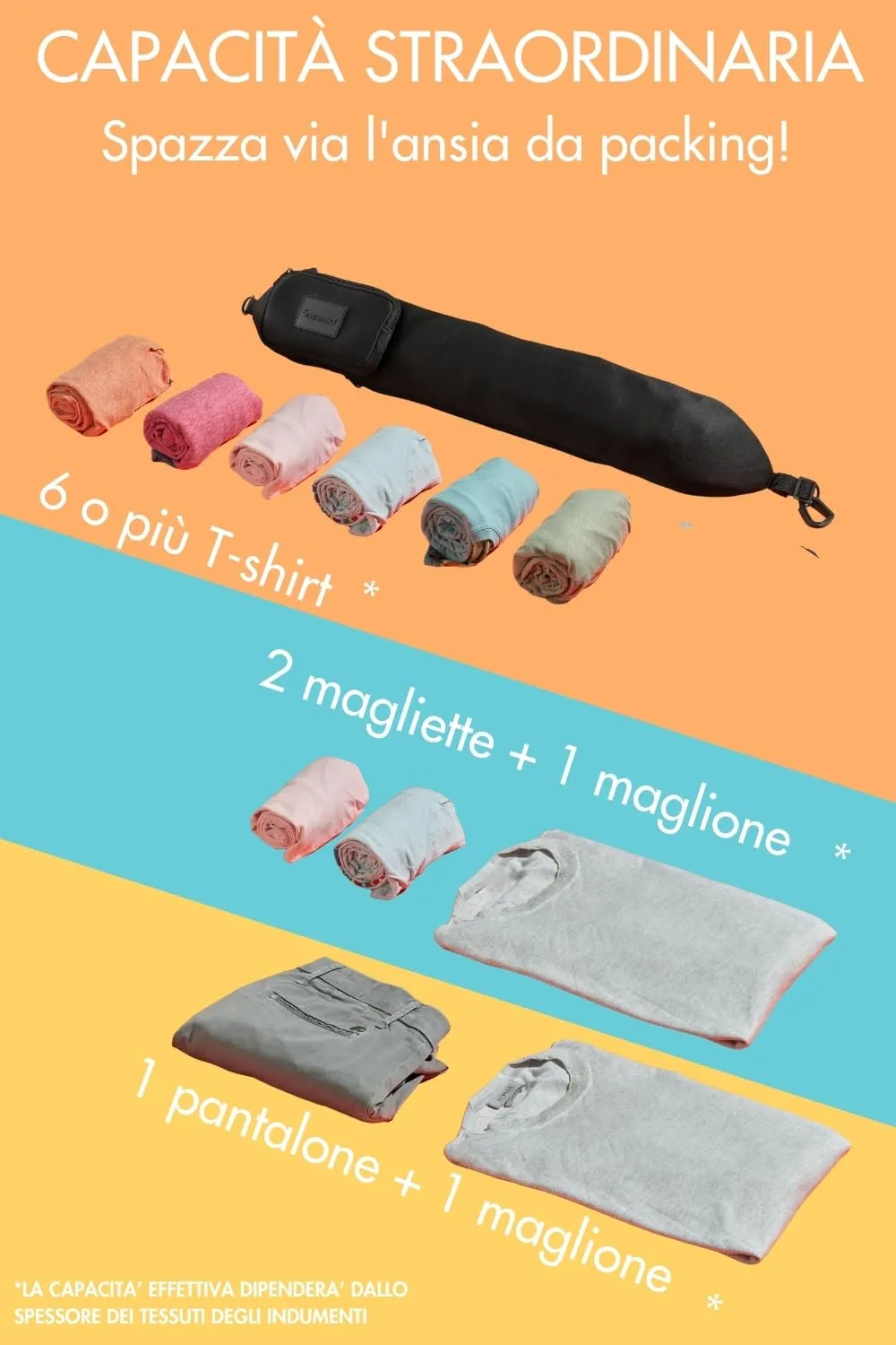 PAGONGO TRAVELLERO Cuscino da Viaggio Riempibile con Vestiti, Taglia Media | Cuscino Aereo, Borsa Cuscino, Viaggio Accessori Utili, Accessori Viaggio, Kit Viaggio (Nero, Media) - immagine 6