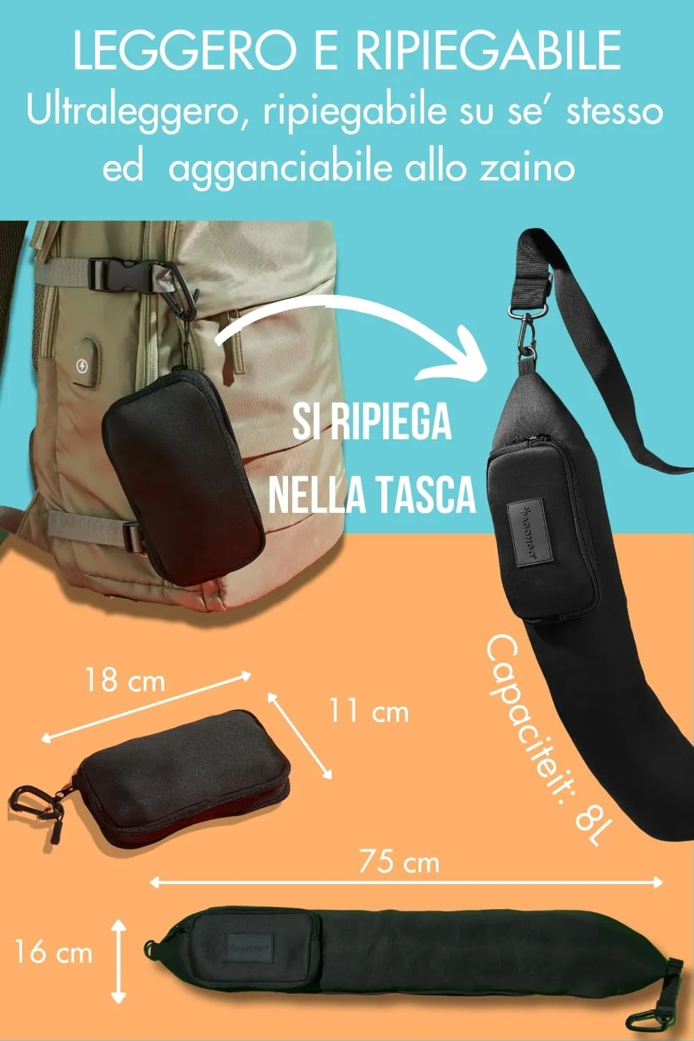 PAGONGO TRAVELLERO Cuscino da Viaggio Riempibile con Vestiti, Taglia Media | Cuscino Aereo, Borsa Cuscino, Viaggio Accessori Utili, Accessori Viaggio, Kit Viaggio (Nero, Media) - immagine 8