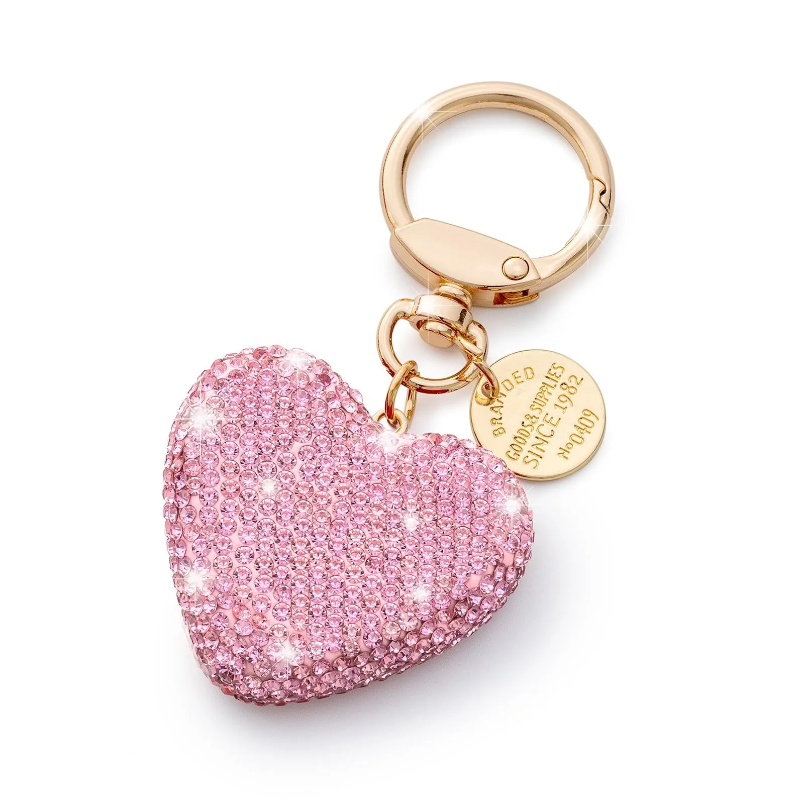 CHUQING Portachiavi Donna Cuore Glitter per auto con Strass Rosa - immagine 1