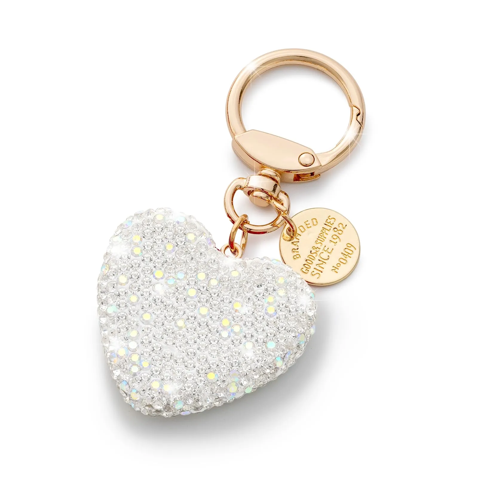 CHUQING Portachiavi Donna Cuore Glitter per auto con Strass Bianco - immagine 1