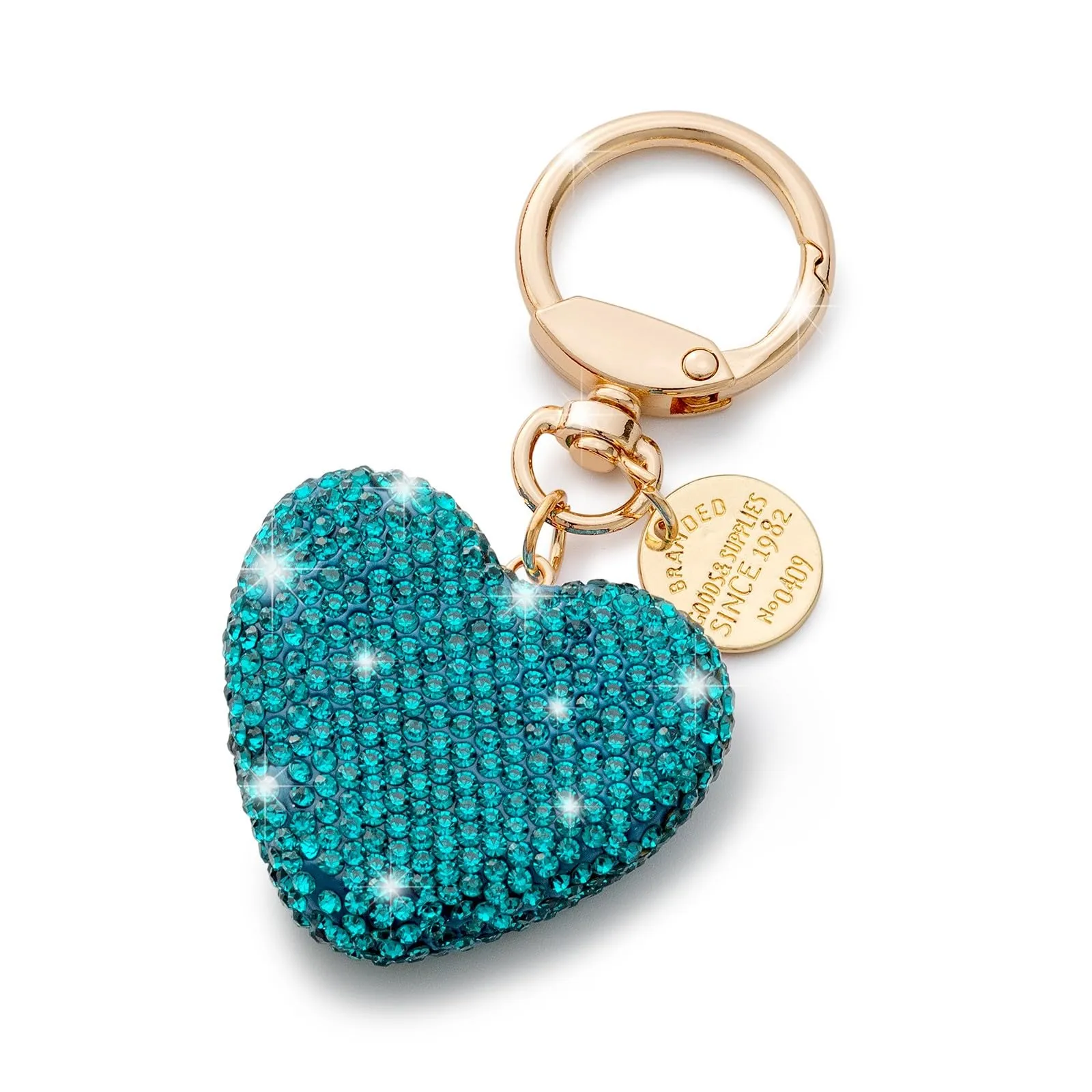 CHUQING Portachiavi Donna Cuore Glitter per auto con Strass Blu - immagine 1
