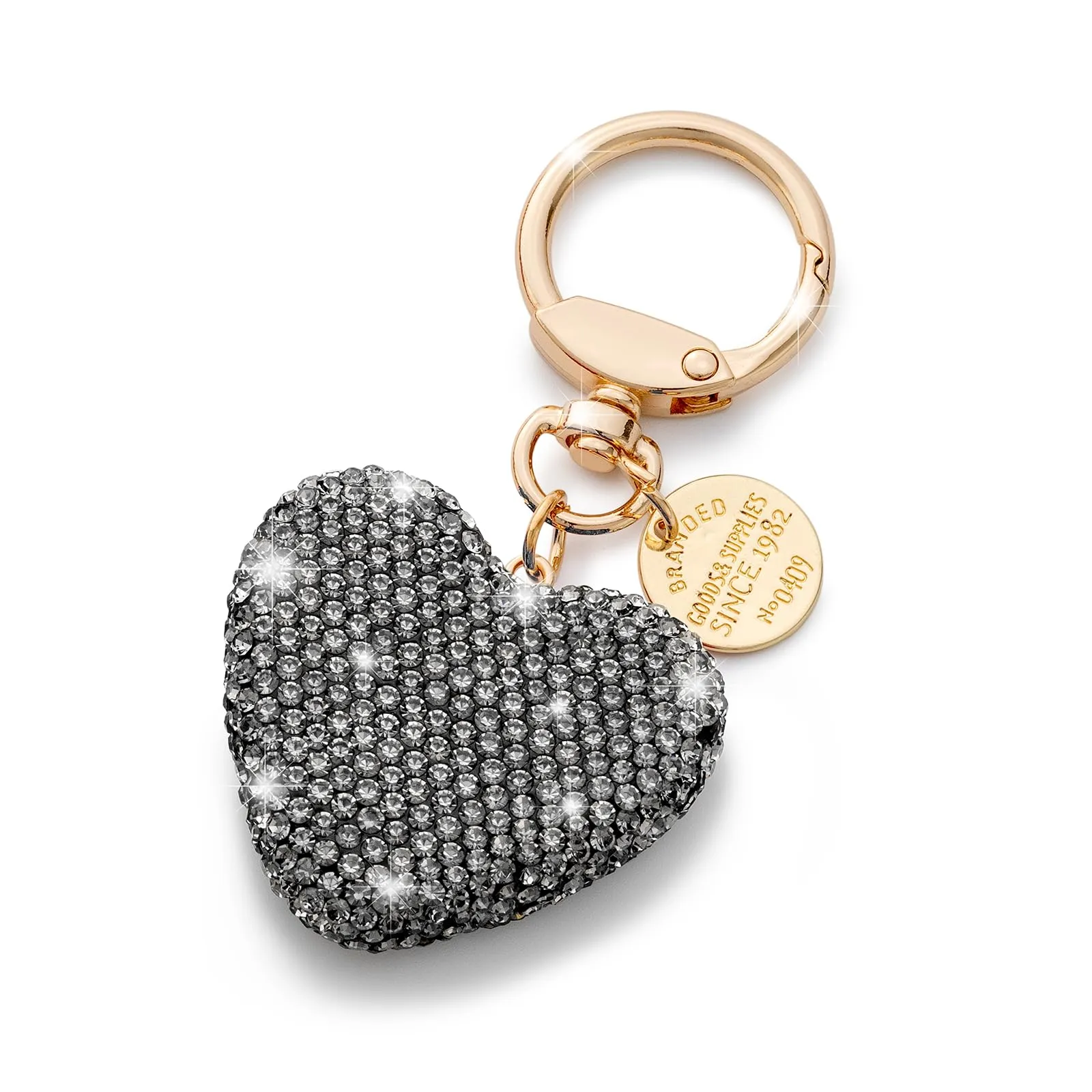 CHUQING Portachiavi Donna Cuore Glitter per auto con Strass Nero - immagine 1