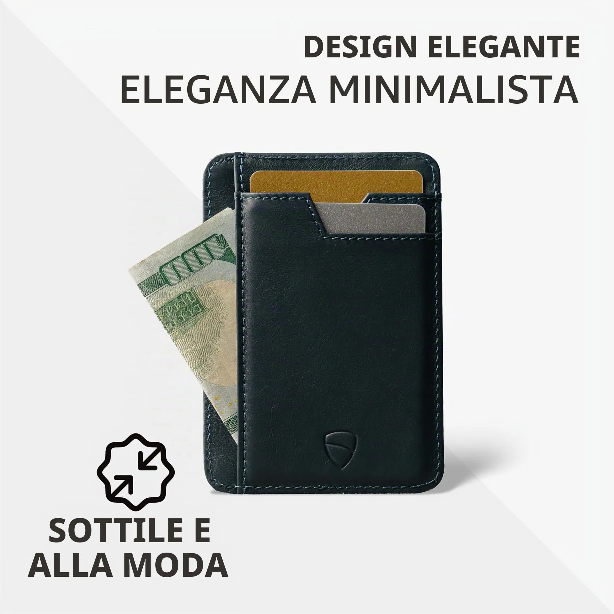Vaultskin BRIXTON Portafoglio Slim Uomo in Pelle con RFID, Blu navy - immagine 2