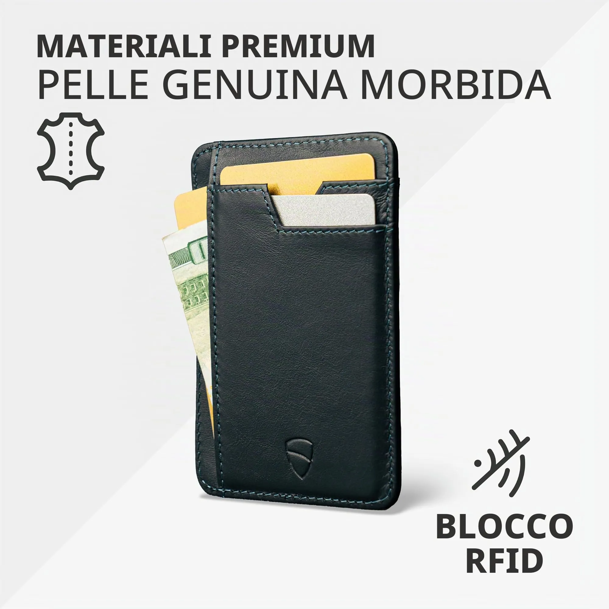 Vaultskin BRIXTON Portafoglio Slim Uomo in Pelle con RFID, Blu navy - immagine 3