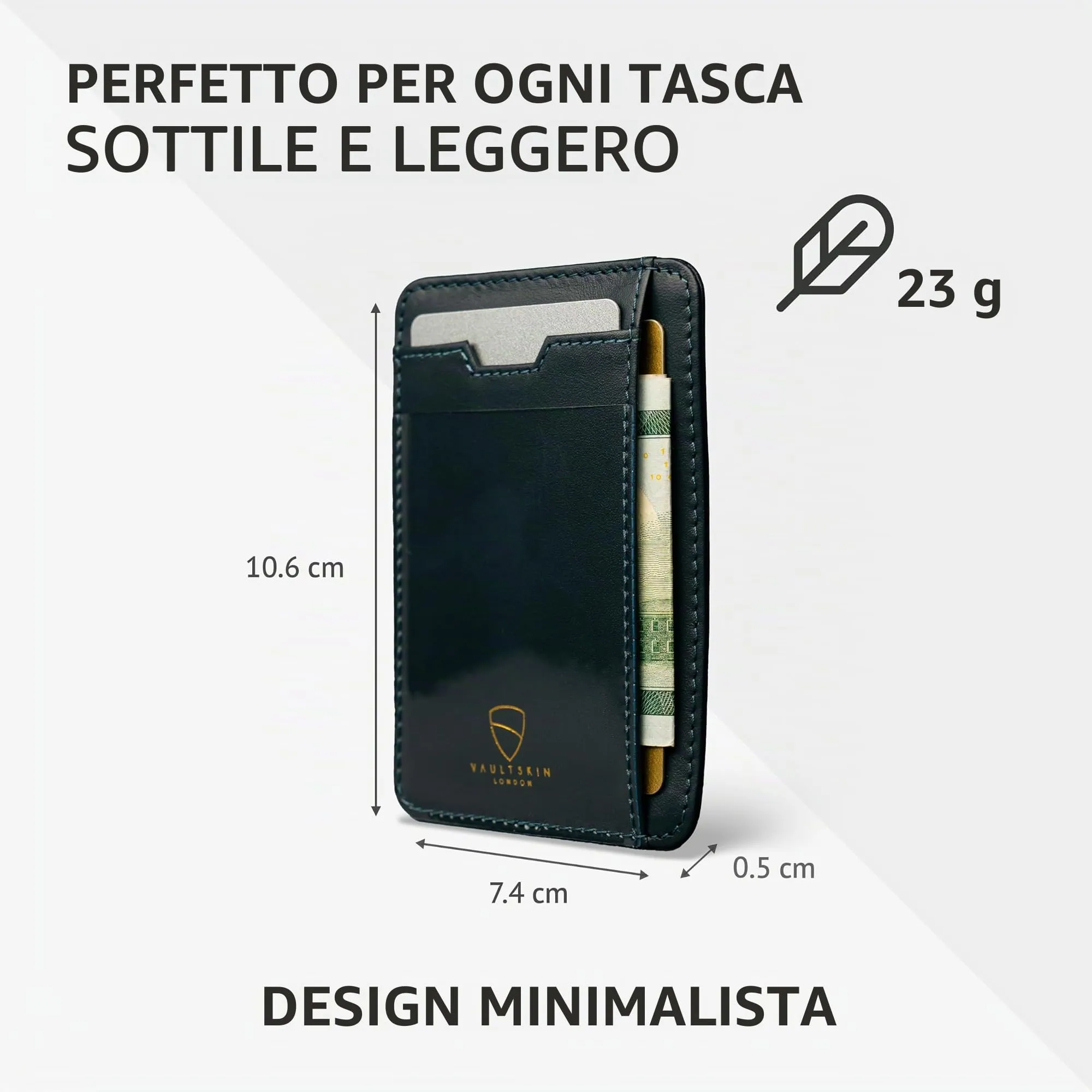 Vaultskin BRIXTON Portafoglio Slim Uomo in Pelle con RFID, Blu navy - immagine 4