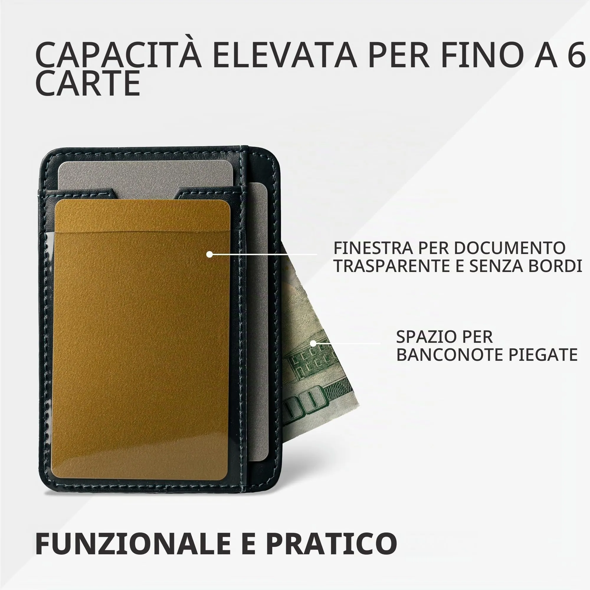 Vaultskin BRIXTON Portafoglio Slim Uomo in Pelle con RFID, Blu navy - immagine 5