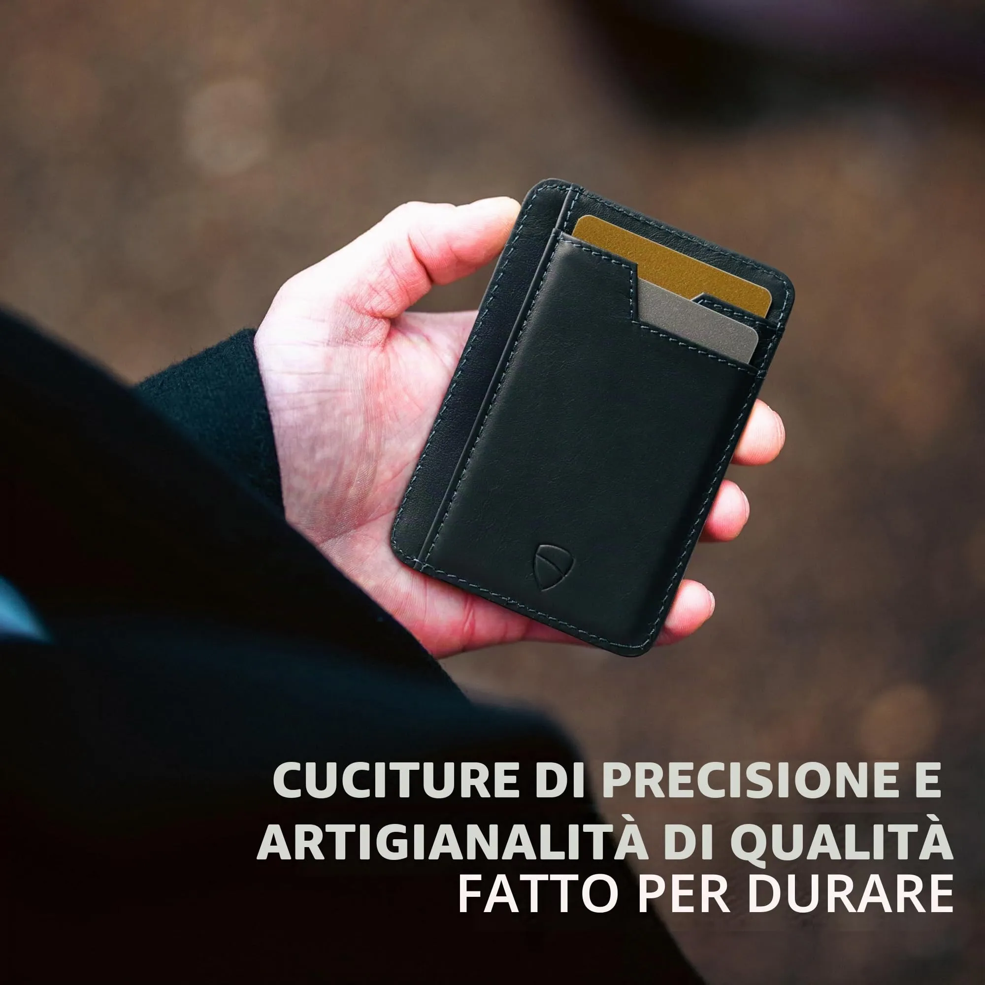 Vaultskin BRIXTON Portafoglio Slim Uomo in Pelle con RFID, Blu navy - immagine 6