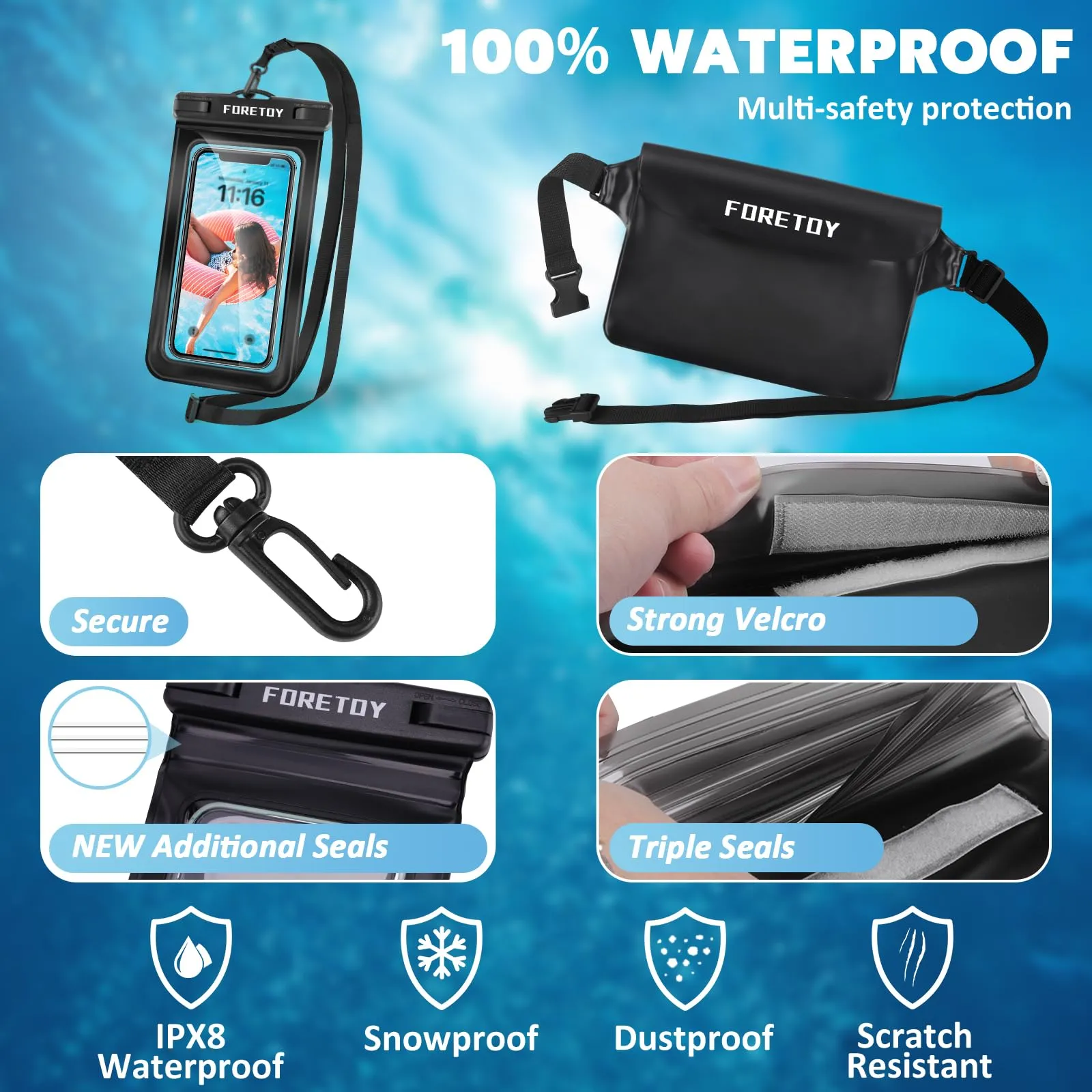 Borsa Impermeabile Mare & Custodia Impermeabile Smartphone, Sacca Stagna - immagine 2