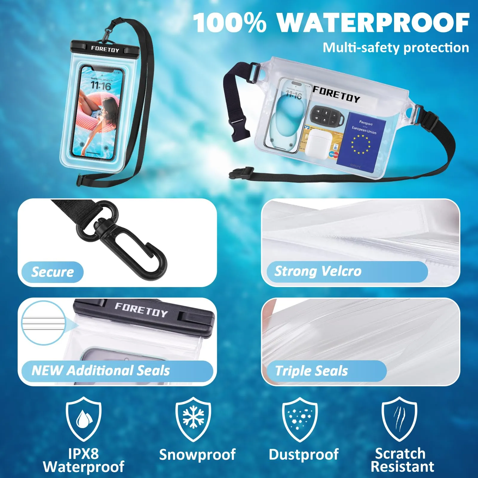 Borsa Impermeabile Mare & Custodia Impermeabile Smartphone, Sacca Stagna - immagine 2