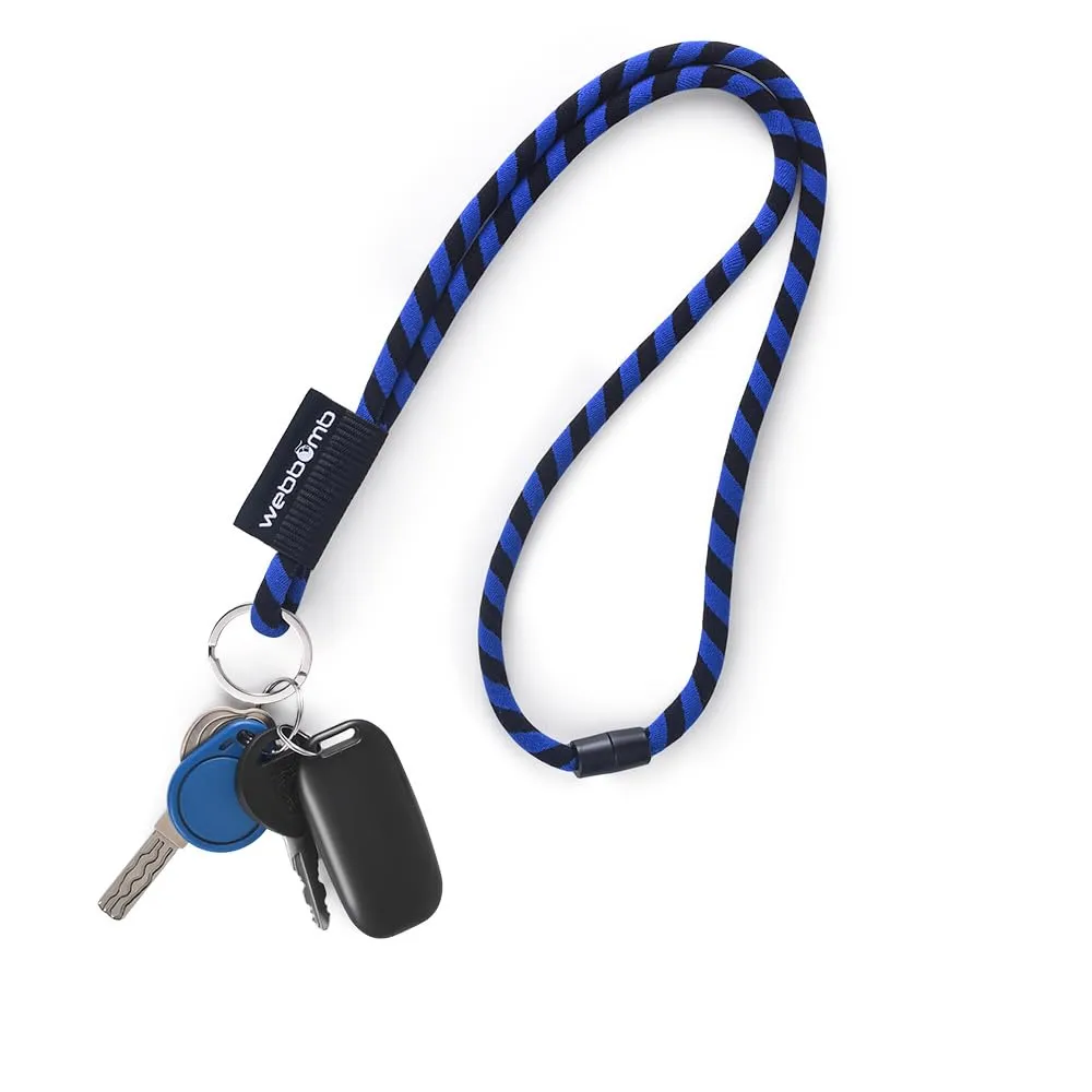 webbomb Tubular Lanyard - Cordino per chiavi, rotondo, morbido, lungo, con moschettone, chiusura di sicurezza e portachiavi, giallo / nero, 47 cm x 1 cm - immagine 3