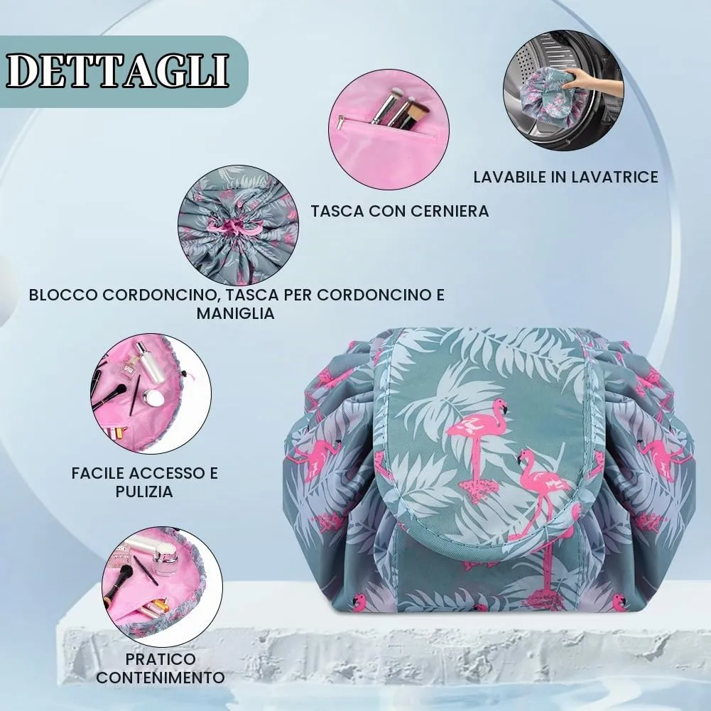 URAQT Borsa Cosmetica da Viaggio,  Impermeabile, Portatile,Fenicottero - immagine 2