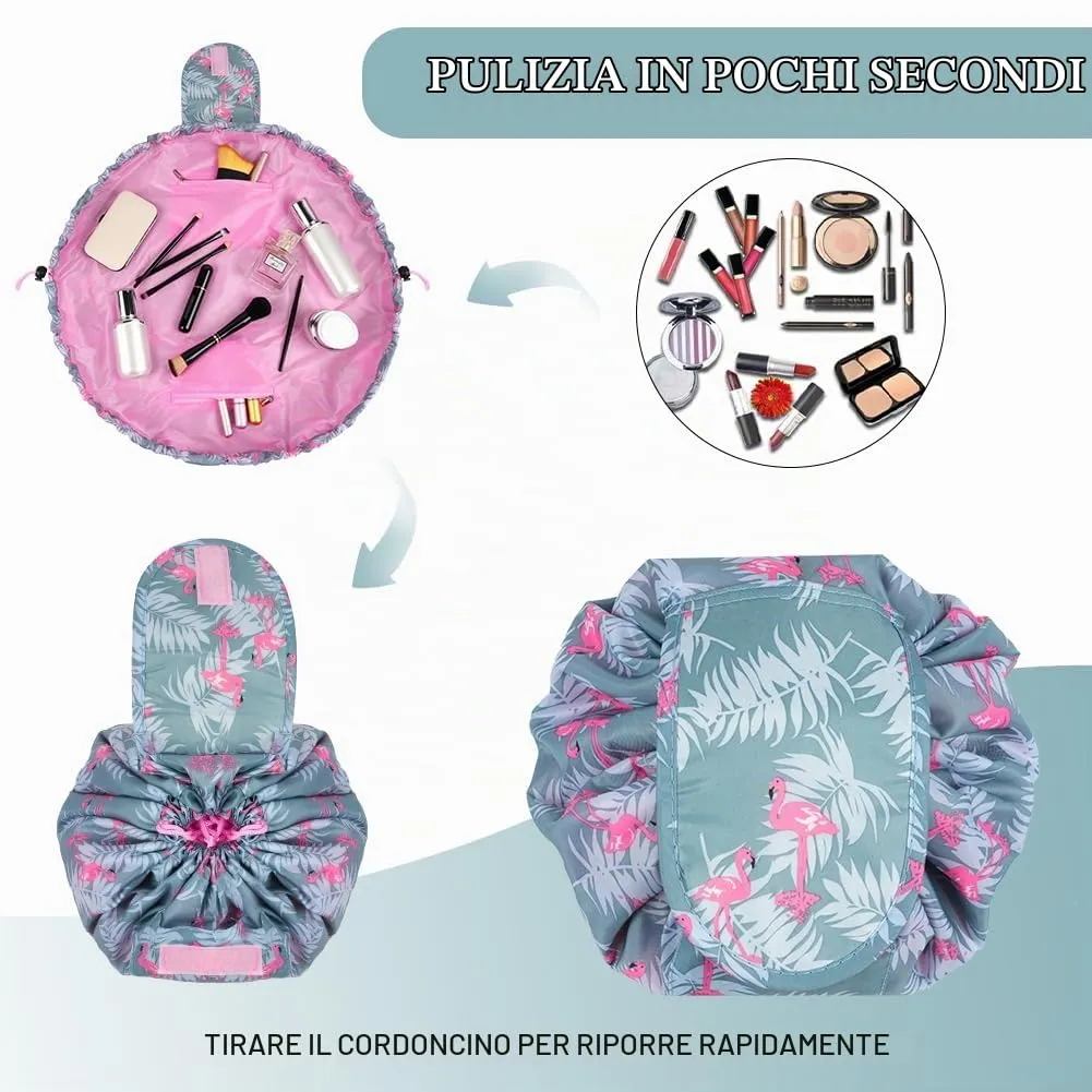 URAQT Borsa Cosmetica da Viaggio,  Impermeabile, Portatile,Fenicottero - immagine 5