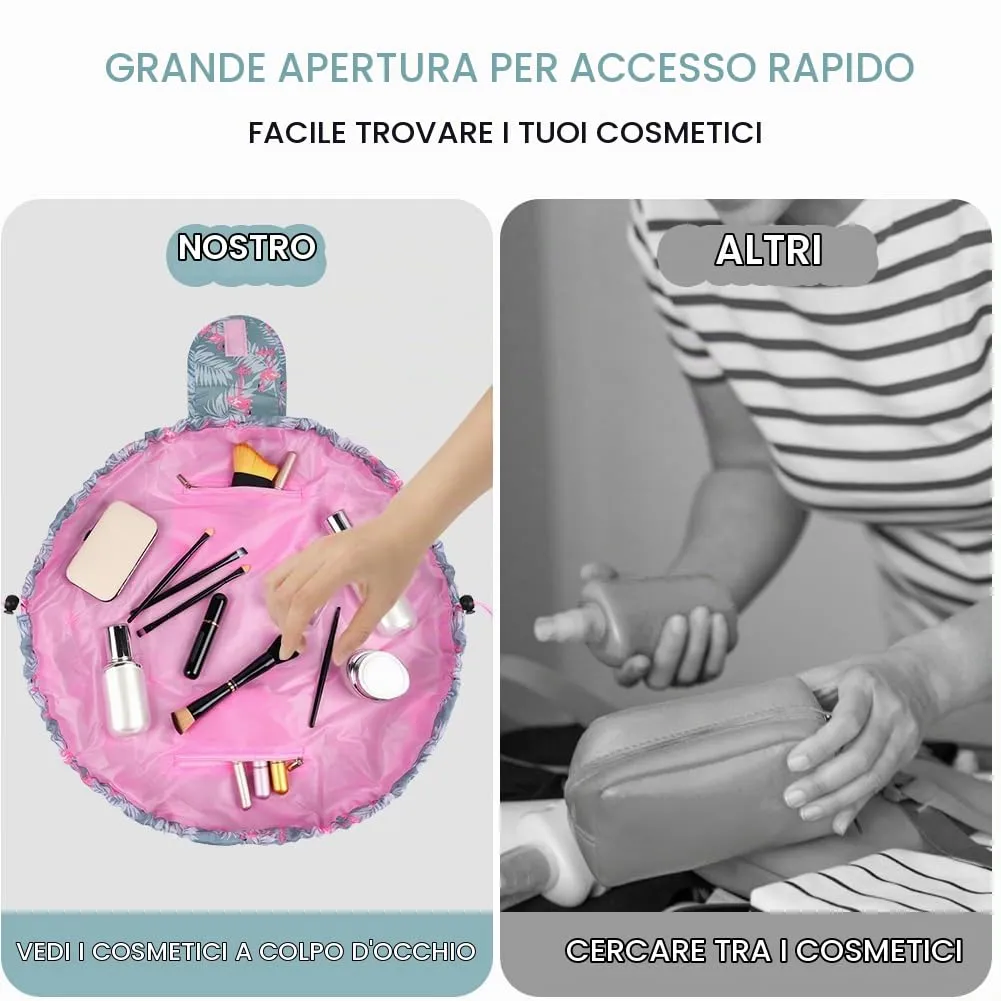 URAQT Borsa Cosmetica da Viaggio,  Impermeabile, Portatile,Fenicottero - immagine 6