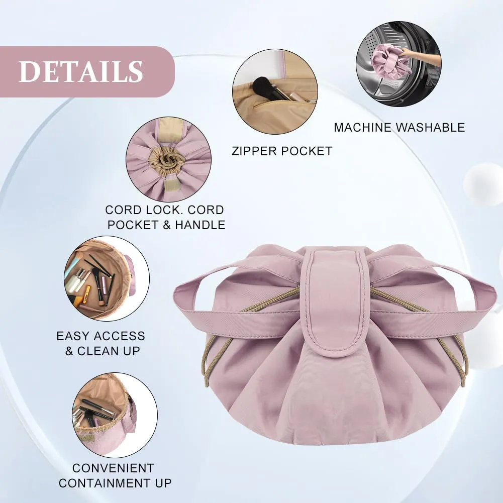 URAQT Borsa Cosmetica da Viaggio,Impermeabile,Portatile,Grigio Rosa Pallido - immagine 2
