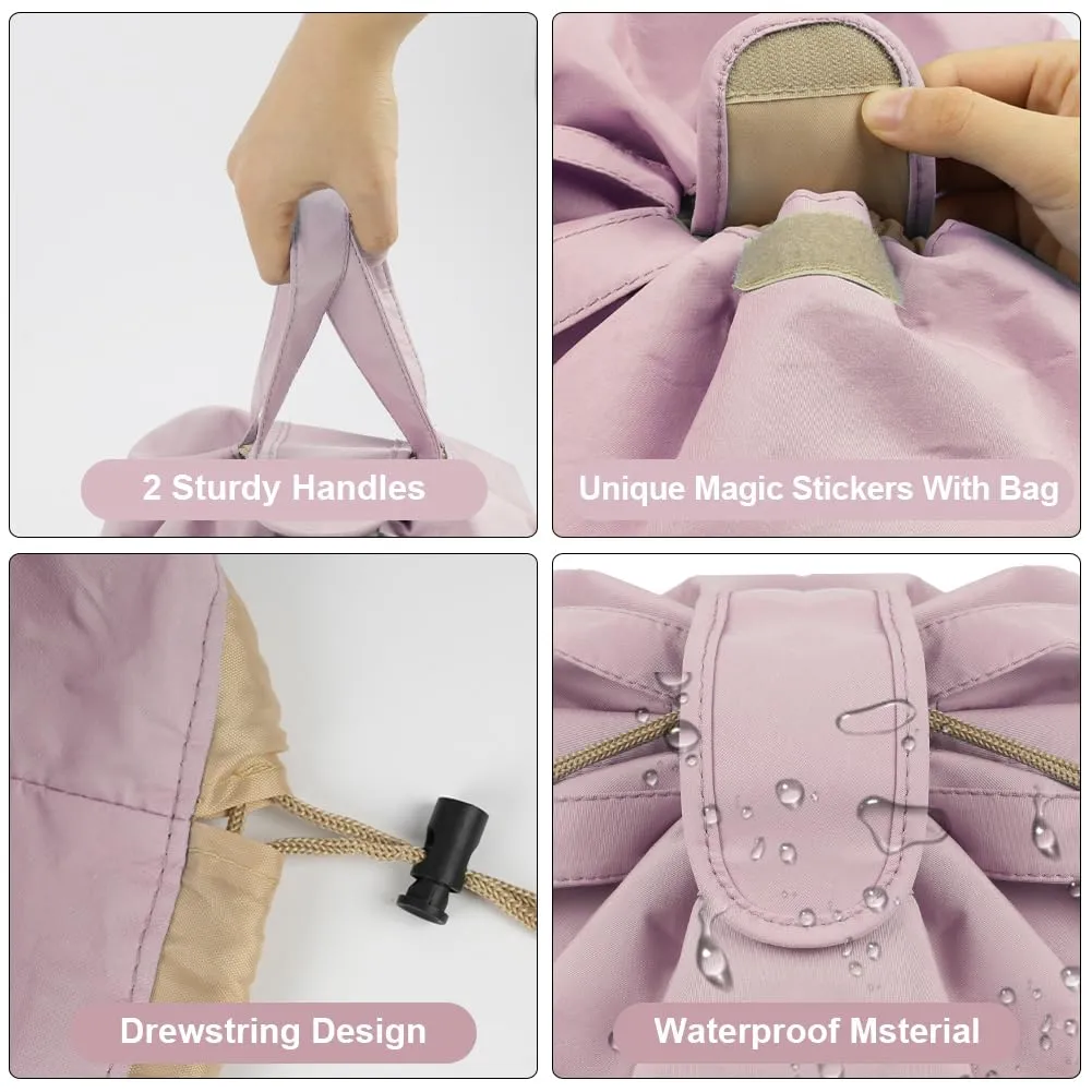 URAQT Borsa Cosmetica da Viaggio,Impermeabile,Portatile,Grigio Rosa Pallido - immagine 3