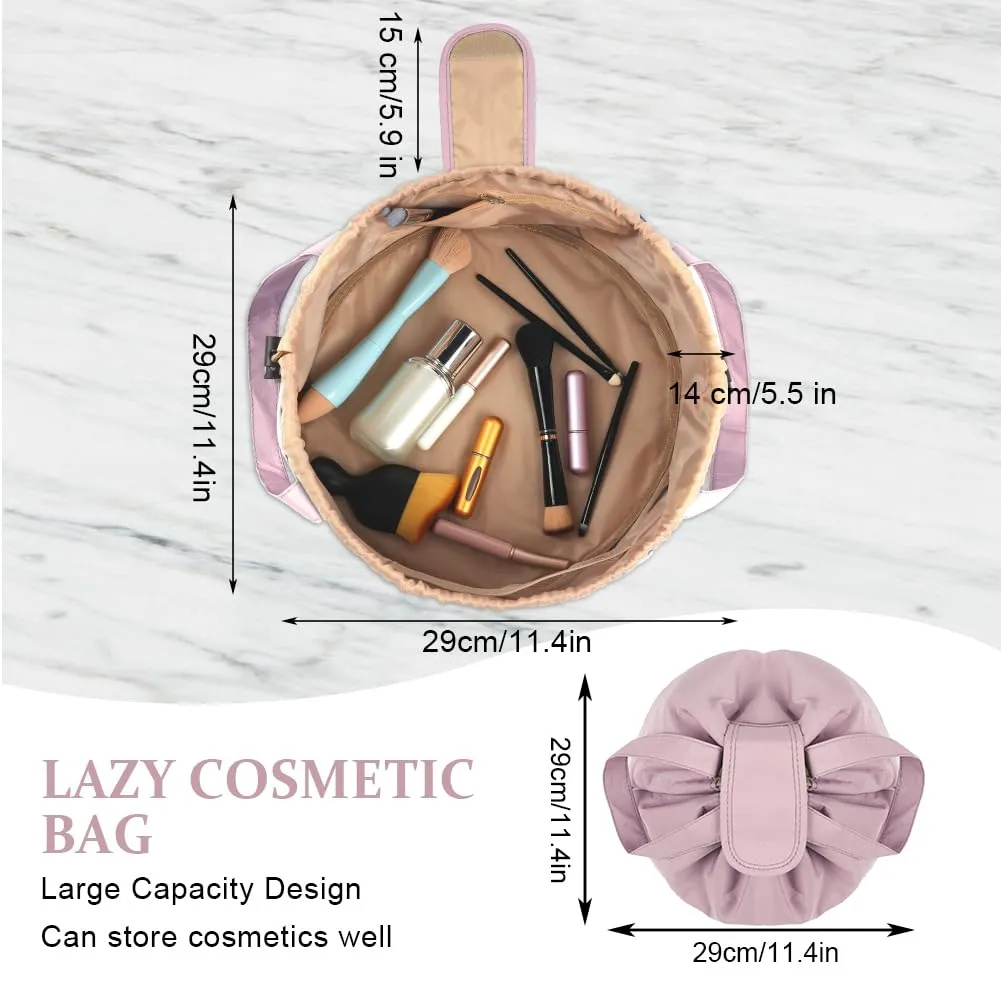 URAQT Borsa Cosmetica da Viaggio,Impermeabile,Portatile,Grigio Rosa Pallido - immagine 4