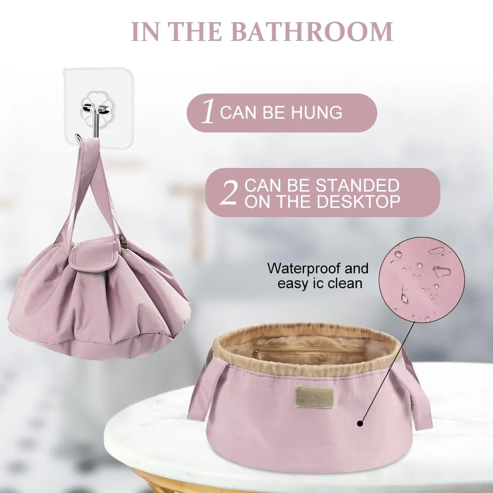 URAQT Borsa Cosmetica da Viaggio,Impermeabile,Portatile,Grigio Rosa Pallido - immagine 6