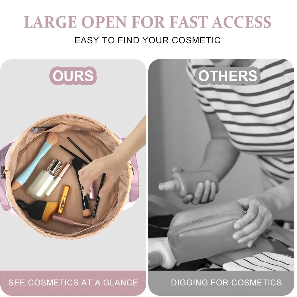 URAQT Borsa Cosmetica da Viaggio,Impermeabile,Portatile,Grigio Rosa Pallido - immagine 7