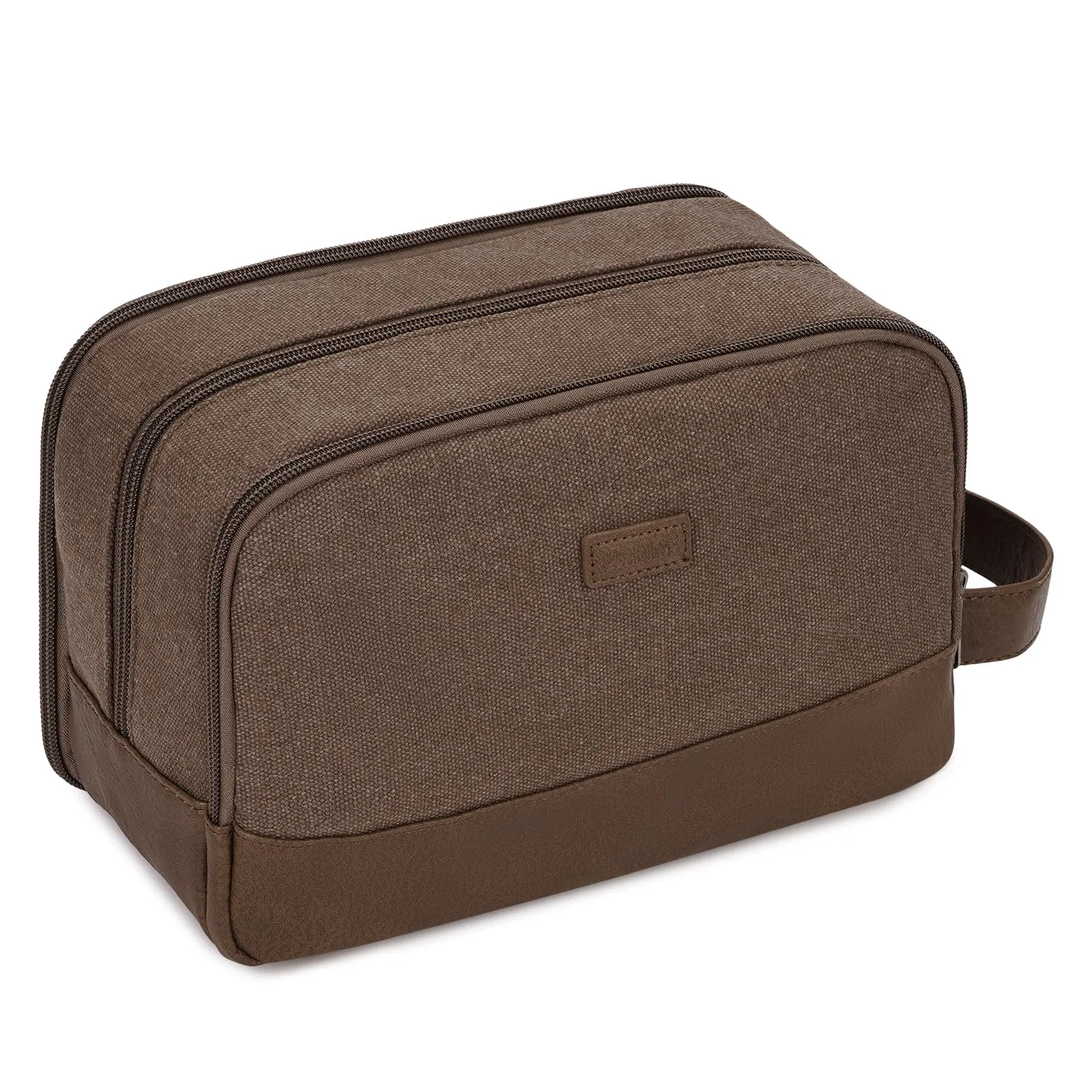 WANDF Beauty Case Uomo da Viaggio – Borsa da Toilette Impermeabile Organizer Capiente per Accessori da Barba e Igiene, con Manico Laterale (Marrone) - immagine 1