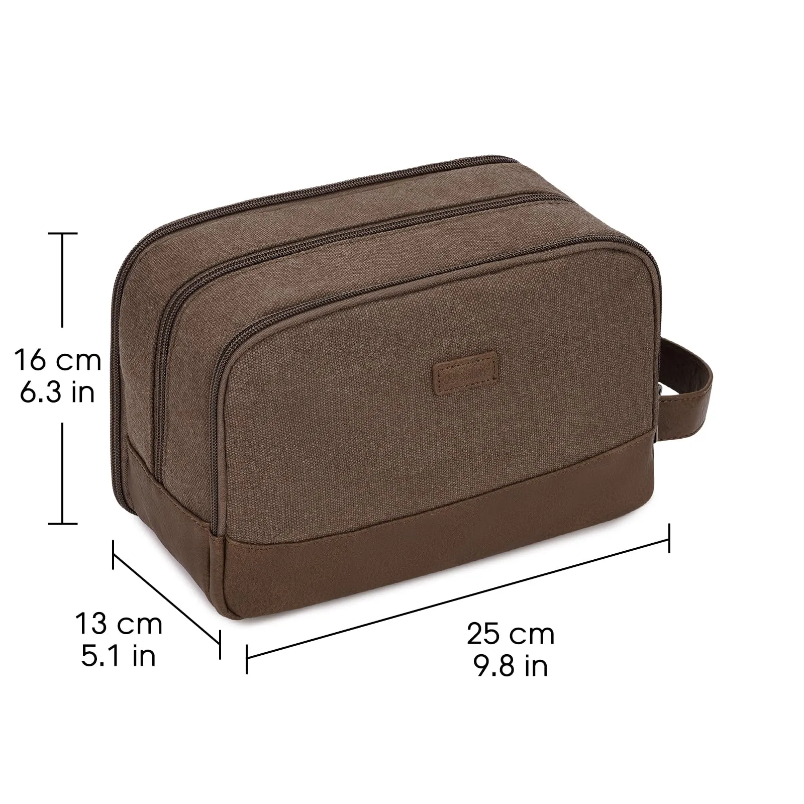 WANDF Beauty Case Uomo da Viaggio – Borsa da Toilette Impermeabile Organizer Capiente per Accessori da Barba e Igiene, con Manico Laterale (Marrone) - immagine 6