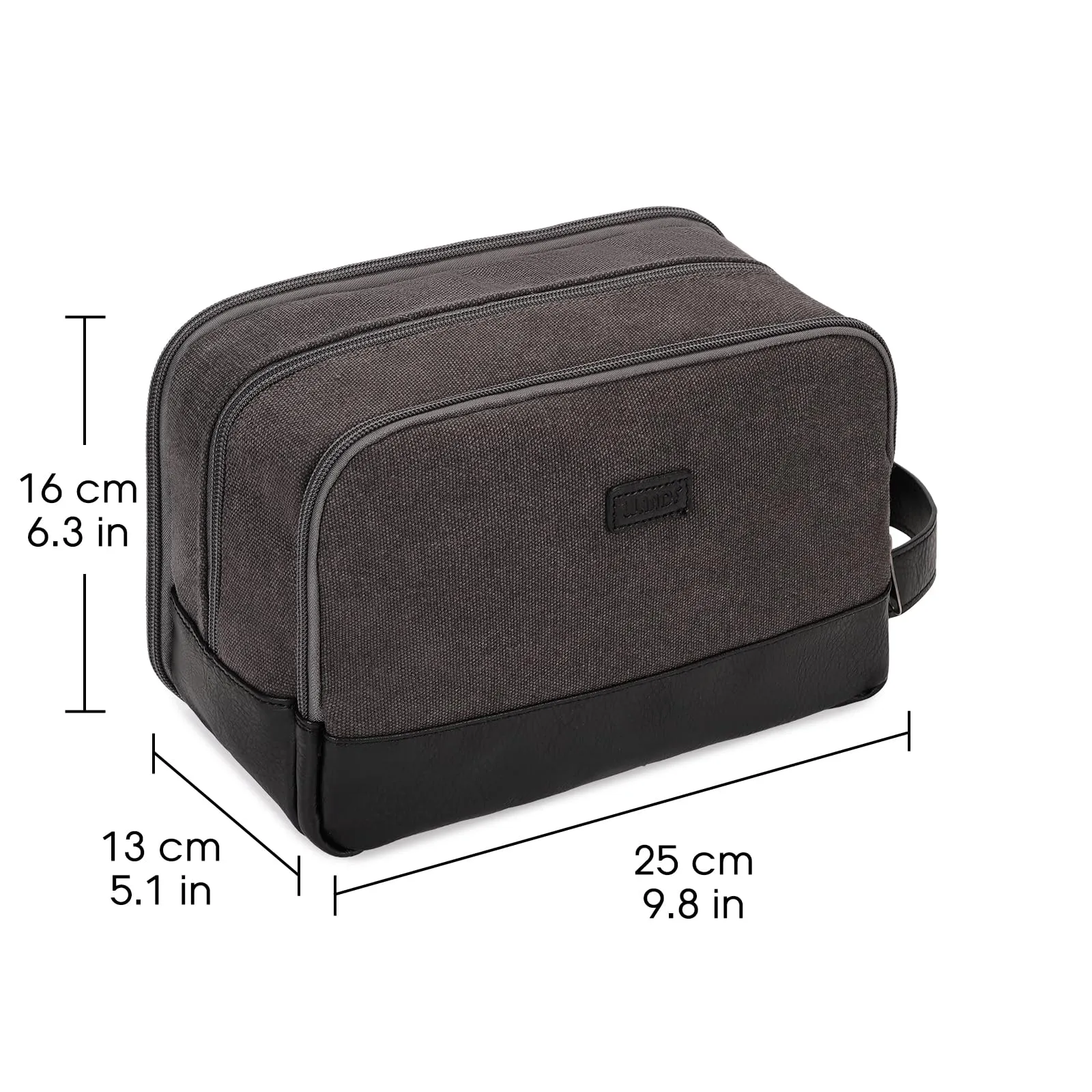 WANDF Beauty Case Uomo da Viaggio – Borsa da Toilette Impermeabile Organizer Capiente per Accessori da Barba e Igiene, con Manico Laterale (Grigio Scuro) - immagine 6