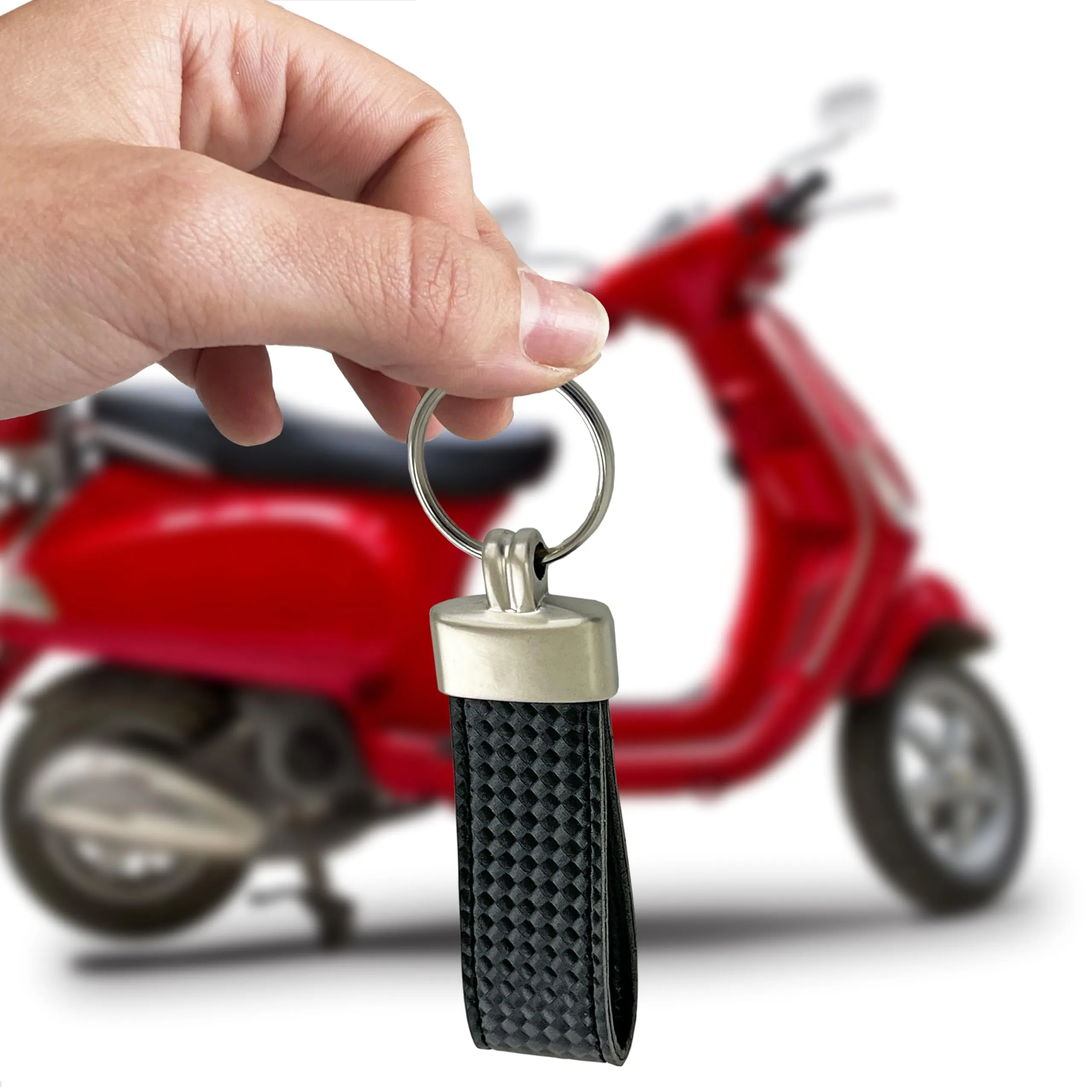 pubblimania Portachiavi Sportivo Tipo Carbonio con anello. Utile per le chiavi di Casa, Auto, Moto, Scooter, Cancello. Leggero e molto resistente (Tipo Carbonio) - immagine 4