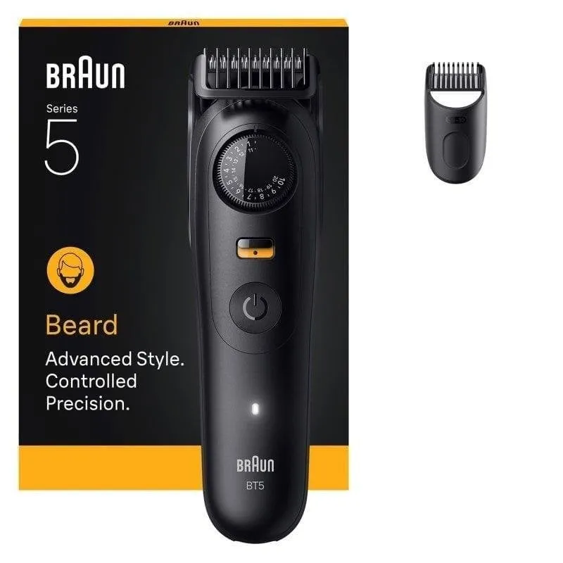 Regolabarba Viso Braun BeardTrimmer 5 BT5500 Senza Filo 120min Funzionamento a Umido 20 Impostazioni 2 Pettini Ricarica Rapida - immagine 1