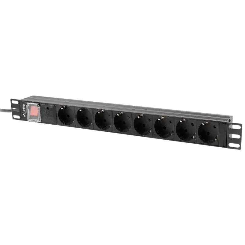 Multipresa Lanberg PDU-08F-0200-BK 8 prese protezione interruttore rack 1U - immagine 1