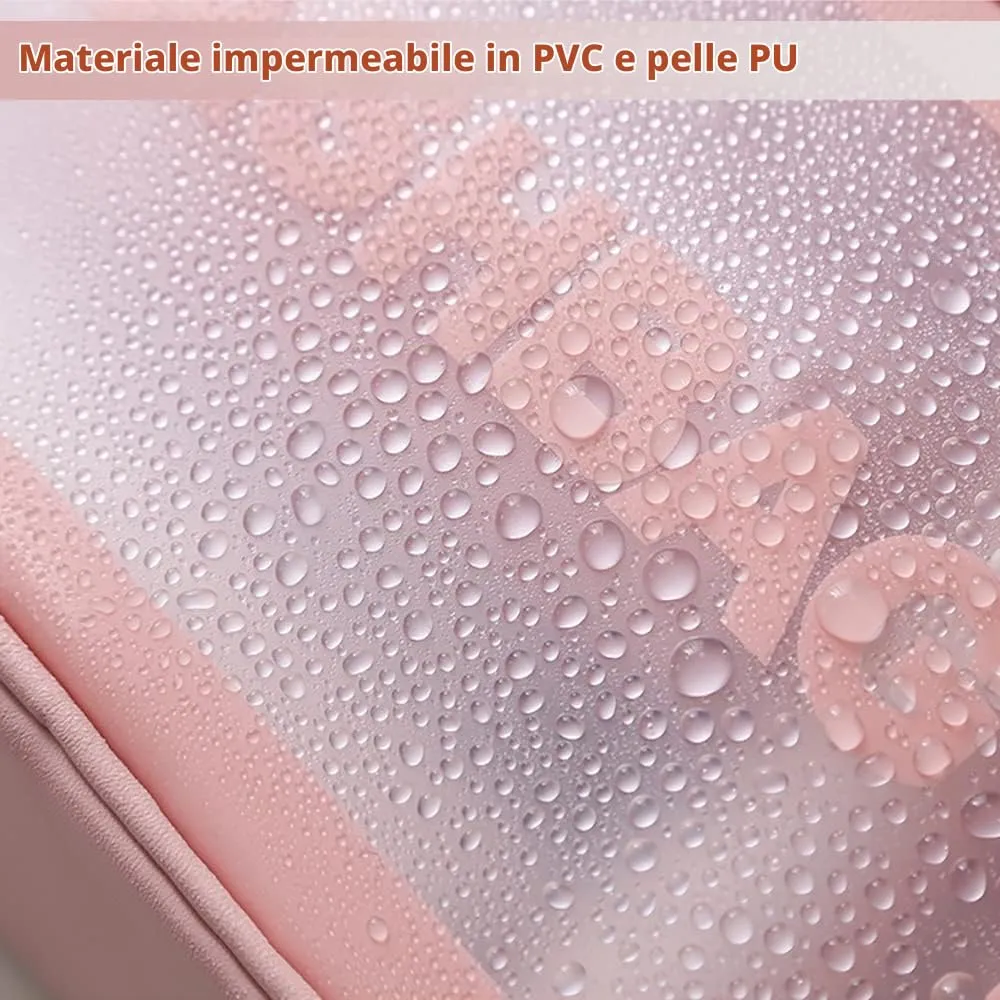 SZDPC Borsa da Toilette Grande per Donne, Wash Bag da Viaggio con Maniglia per il Trasporto, Borsa da Doccia Portatile - immagine 4