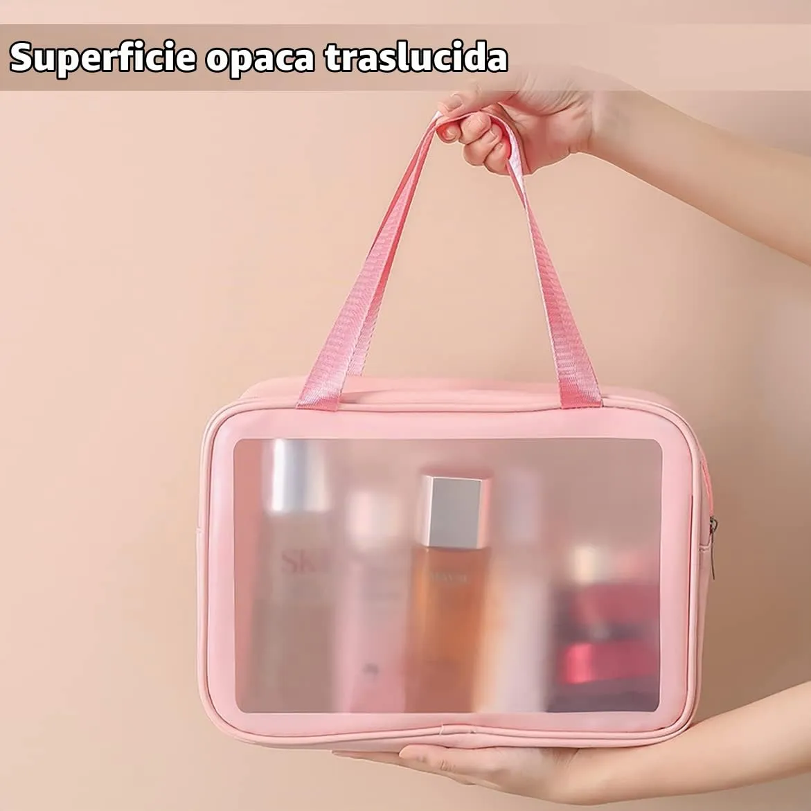 SZDPC Borsa da Toilette Grande per Donne, Wash Bag da Viaggio con Maniglia per il Trasporto, Borsa da Doccia Portatile - immagine 5
