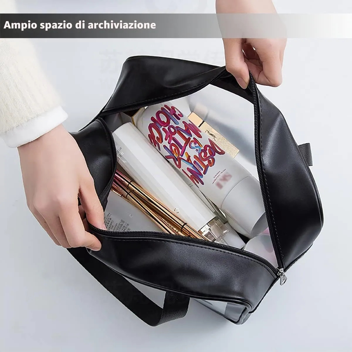 SZDPC Borsa da Toilette Grande per Donne e Uomini, Wash Bag da Viaggio con Maniglia per il Trasporto, Borsa da Doccia Portatile - immagine 2