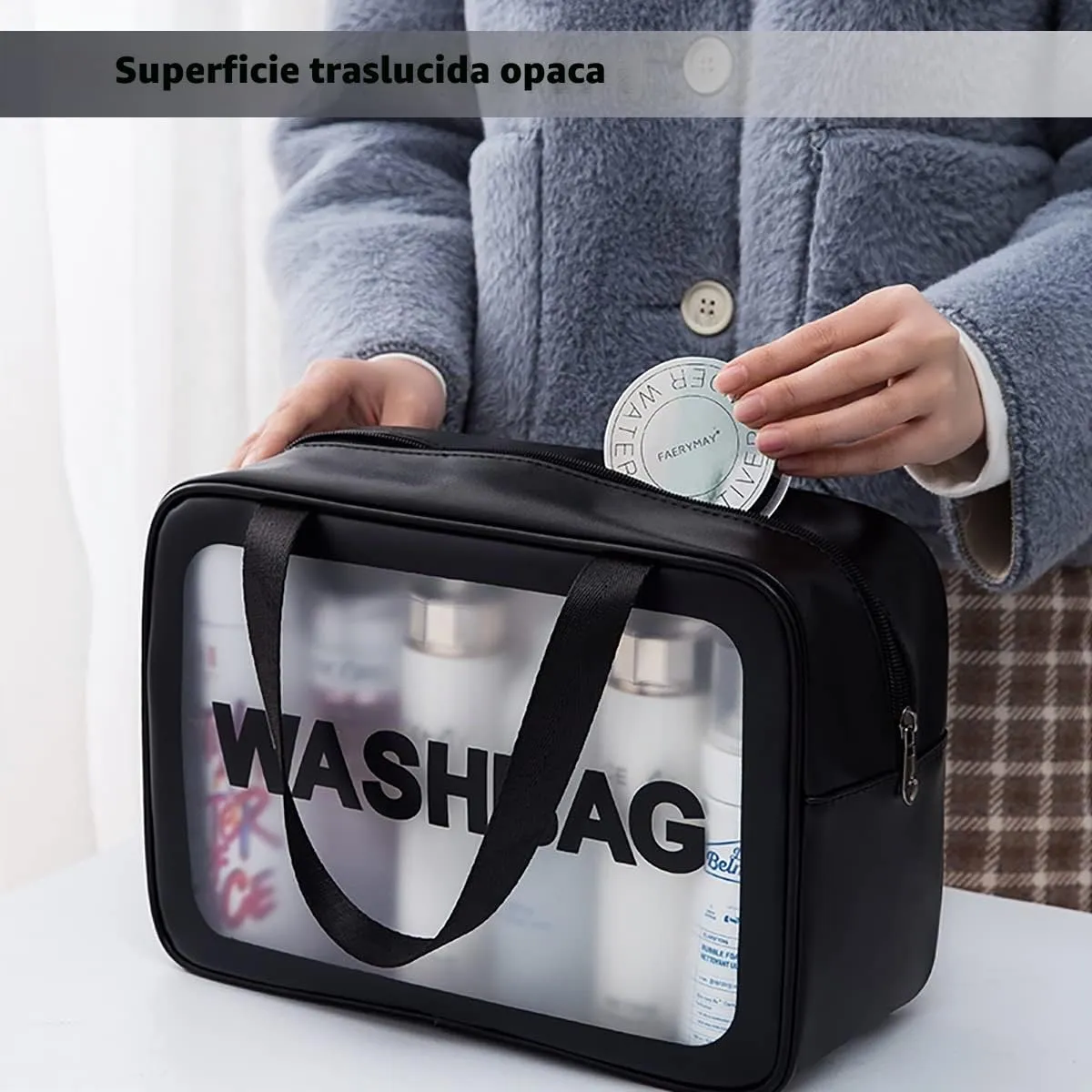 SZDPC Borsa da Toilette Grande per Donne e Uomini, Wash Bag da Viaggio con Maniglia per il Trasporto, Borsa da Doccia Portatile - immagine 4