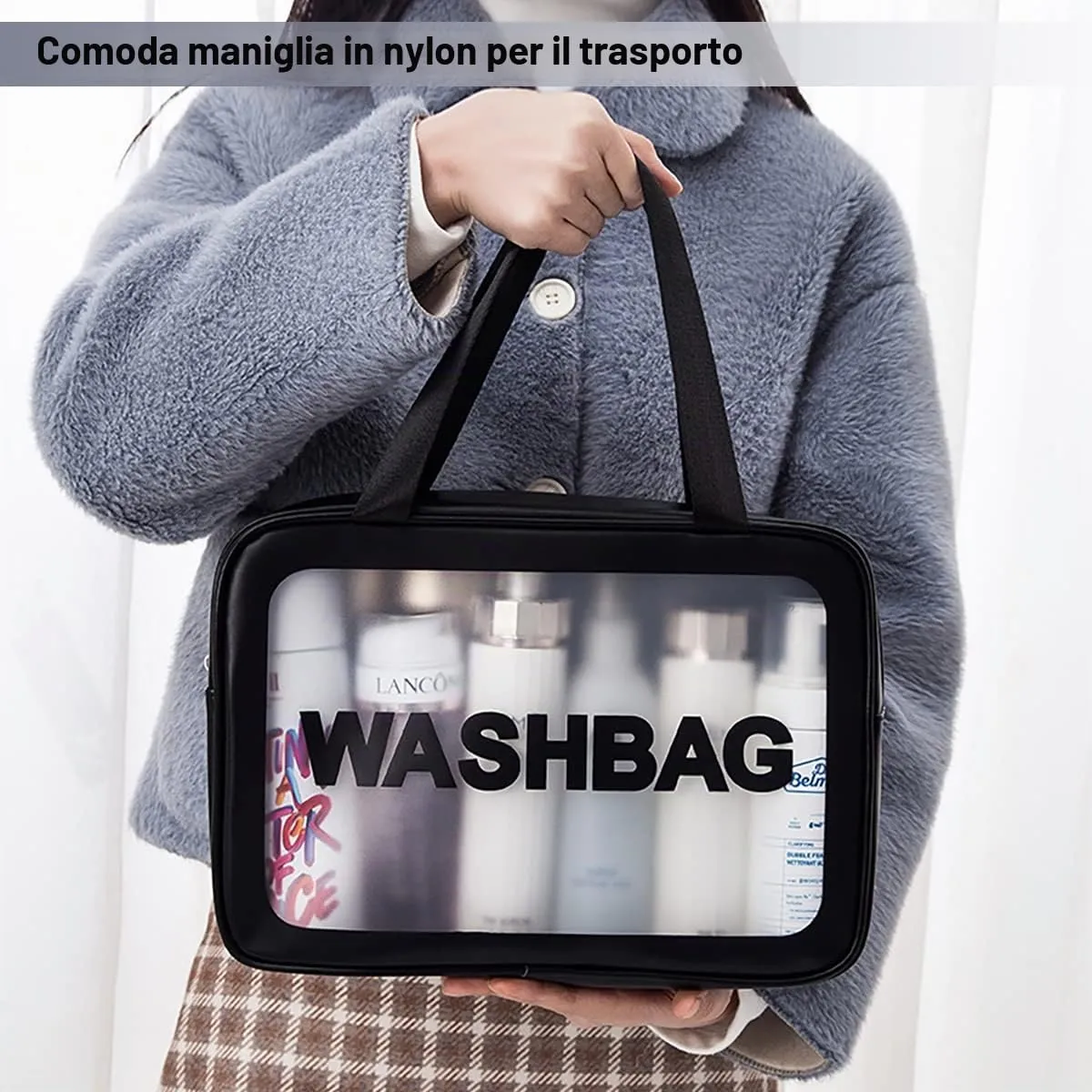 SZDPC Borsa da Toilette Grande per Donne e Uomini, Wash Bag da Viaggio con Maniglia per il Trasporto, Borsa da Doccia Portatile - immagine 5