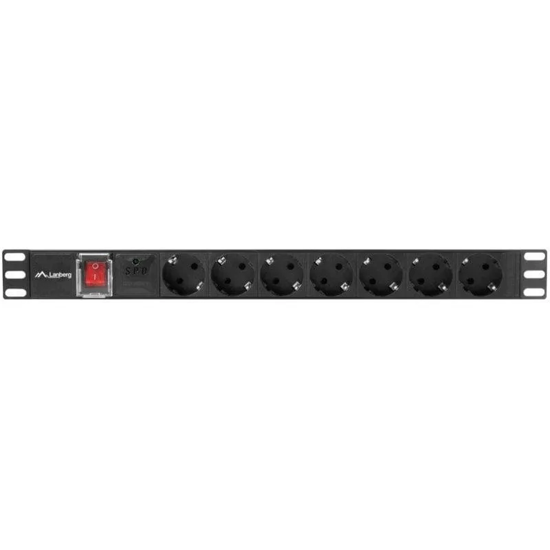 Multipresa Lanberg PDU-07F-0200-BK 7 prese tipo F protezione rack 1U interruttore - immagine 1