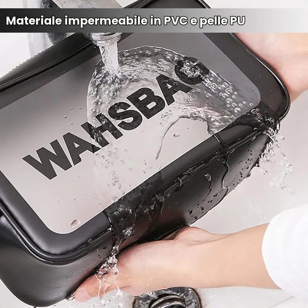 SZDPC Borsa da Toilette Grande per Donne e Uomini, Wash Bag da Viaggio con Maniglia per il Trasporto, Borsa da Doccia Portatile con Doppio Scomparto - immagine 5