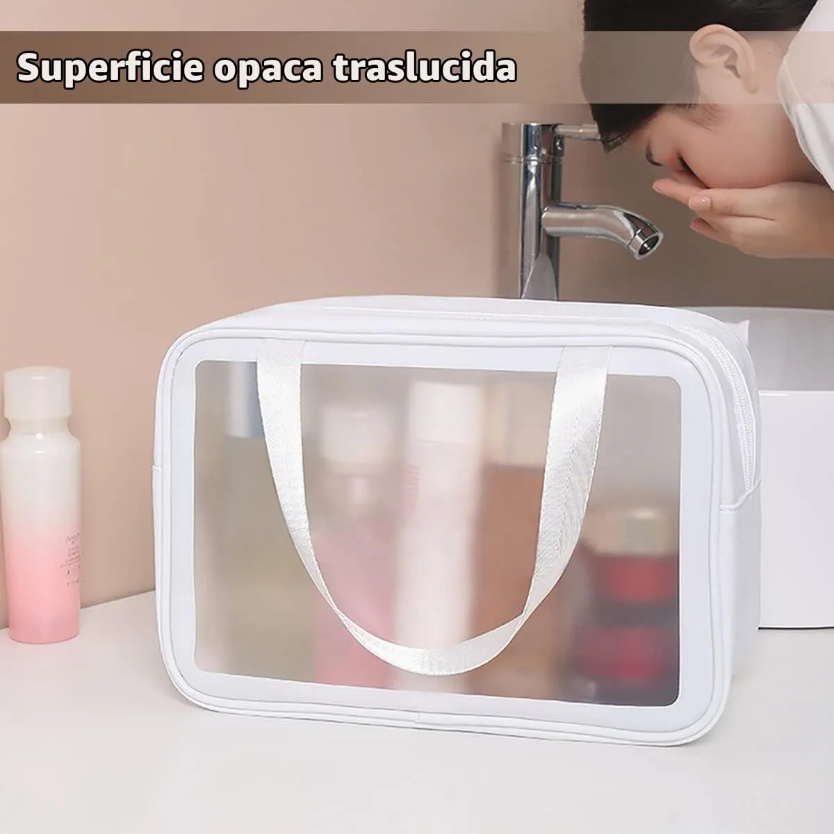 SZDPC Borsa da Toilette Grande per Donne e Uomini, Wash Bag da Viaggio con Maniglia per il Trasporto, Borsa da Doccia Portatile - immagine 5