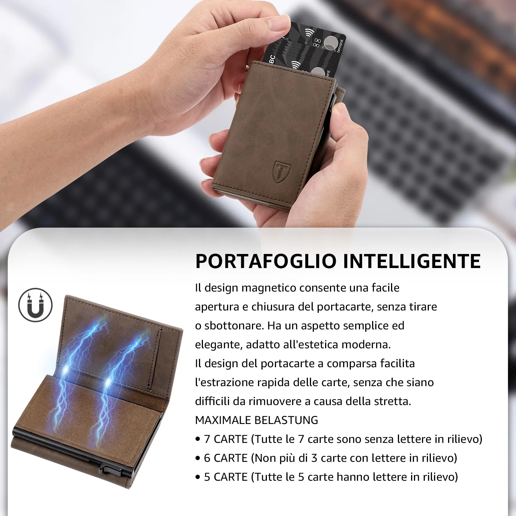 Tomylv Portafoglio Uomo Slim-Porta Carte di Credito-Magnetico Chiusura-RFID - immagine 4