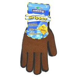 Guanti lavoro Work nylon (taglia unica ) GRIPPER Nero e Marrone 013618 - immagine 1