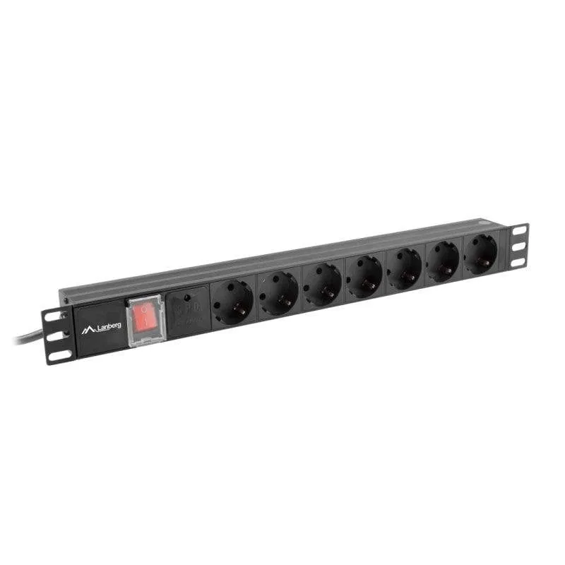 Multipresa Lanberg PDU-07F-0200-IEC-BK 7 prese protezione interruttore rack 19" - immagine 1