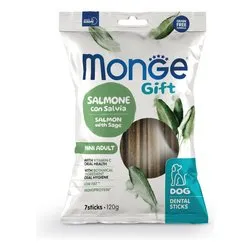 Snack cane masticabile cani adulti Mini Dental 7pz (120gr) gusto salmone, salvia GIFT 8556 - immagine 1